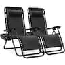 Best Choice Products - Set of 2 Zero Gravity Lounge Chair Recliners for Patio, Pool w/ Cup Holder Tray - Black