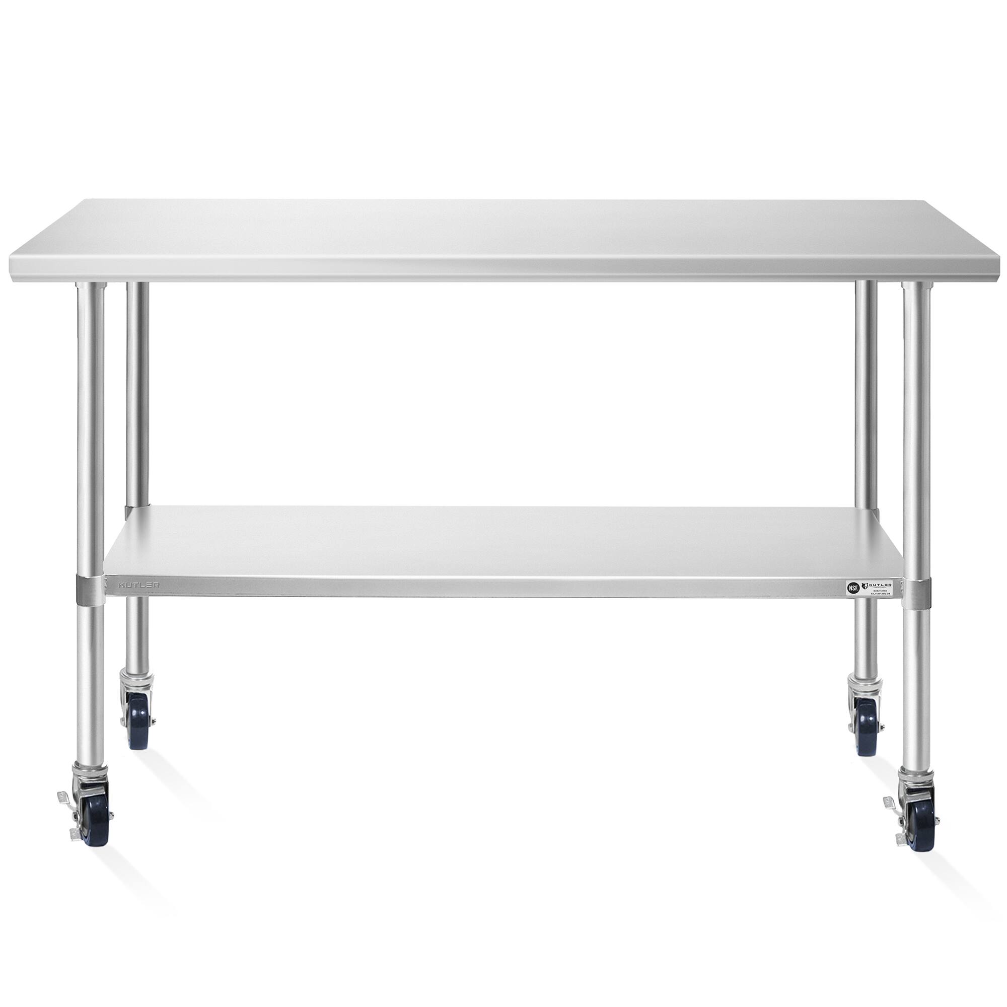 Alt View 1. KUTLER - NSF Commercial Stainless Steel Prep and Work Table with Wheels - Silver.
