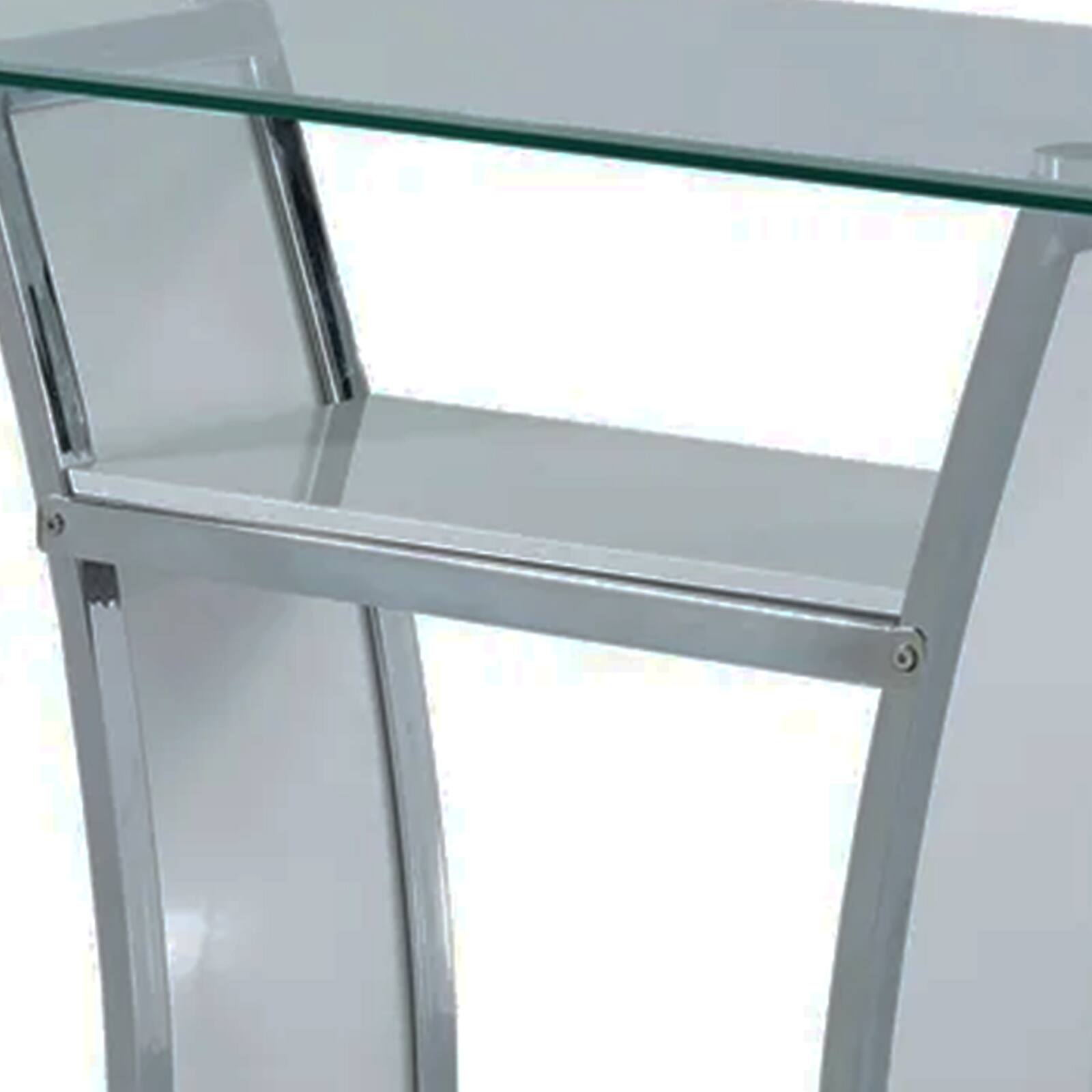 Alt View 2. Manhattan Lane - Sofa Table with Chrome Trimmed Curved Sides and Open Bottom Shelf - Black.