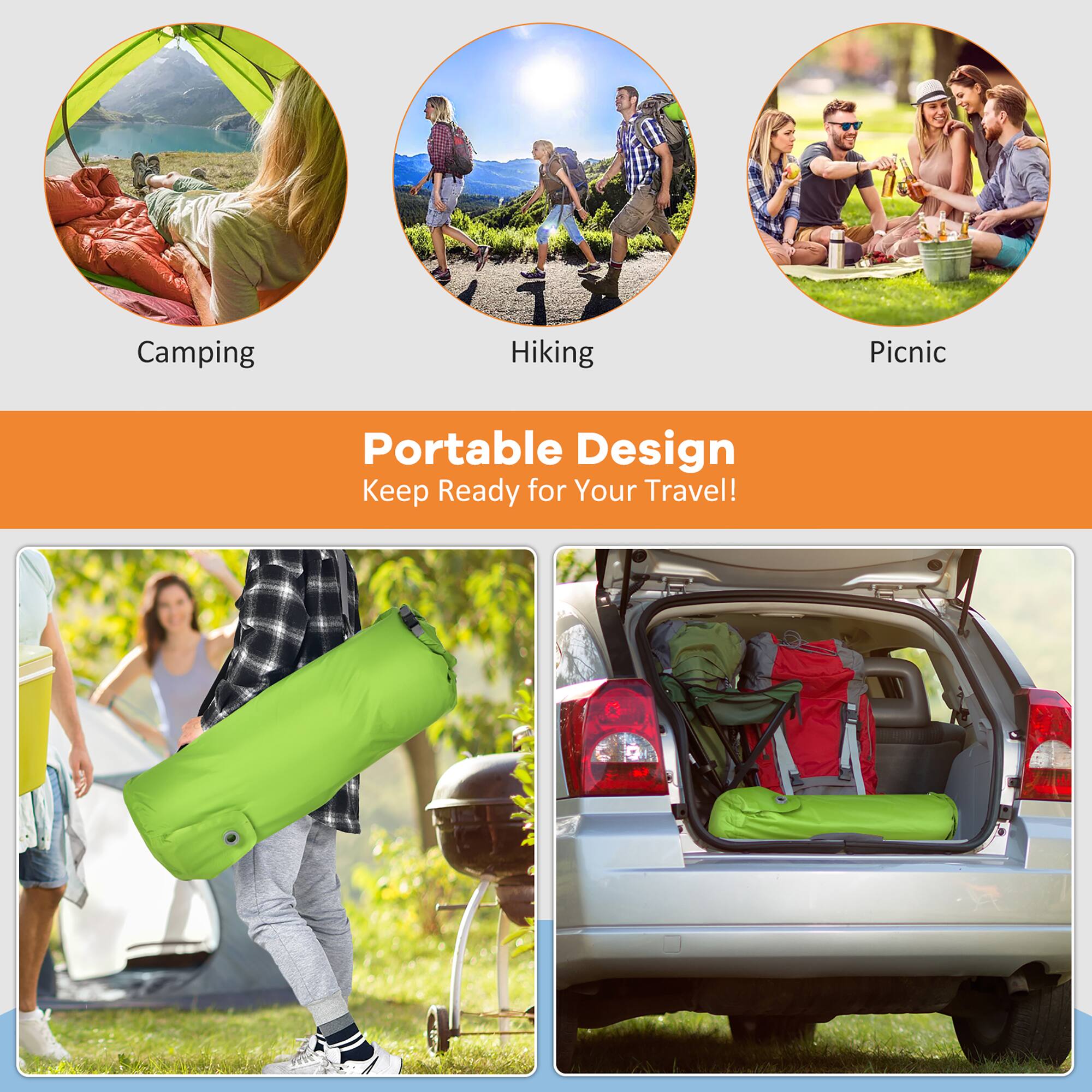 Camping  
Hiking  
Picnic  

Portable Design  
Keep Ready for Your Travel!