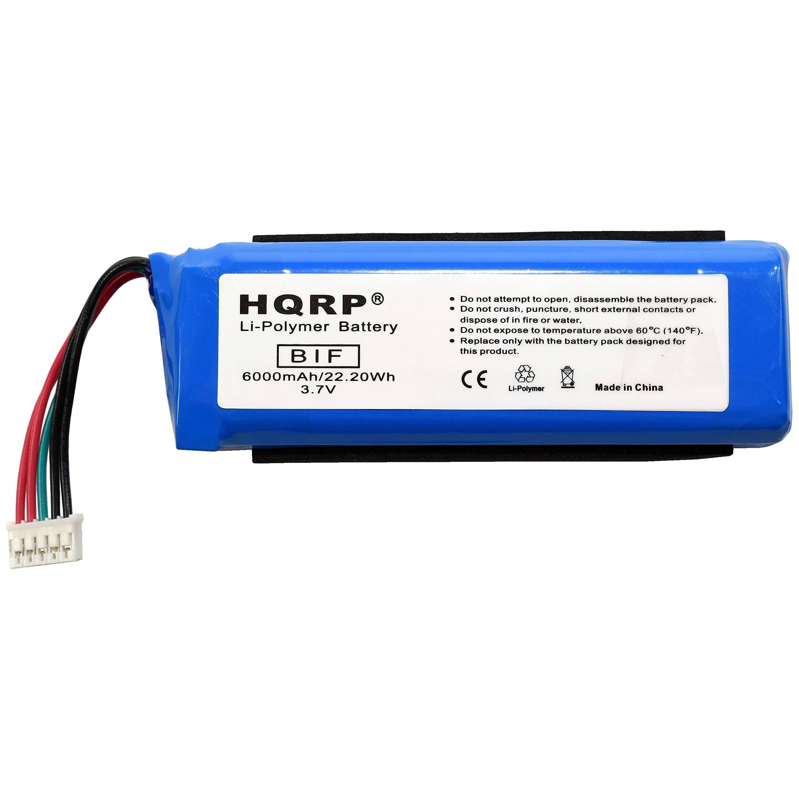 HQRP Li-Polymer Battery BIF  
6000mAh/22.20Wh 3.7V  

Do not attempt to open, disassemble the battery pack.  
Do not crush, puncture, short external contacts or dispose of in fire or water.  
Do not expose to temperature above 60°C (140°F).  
Replace only with the battery pack designed for this product.  

CE  
Li-Polymer  
Made in China