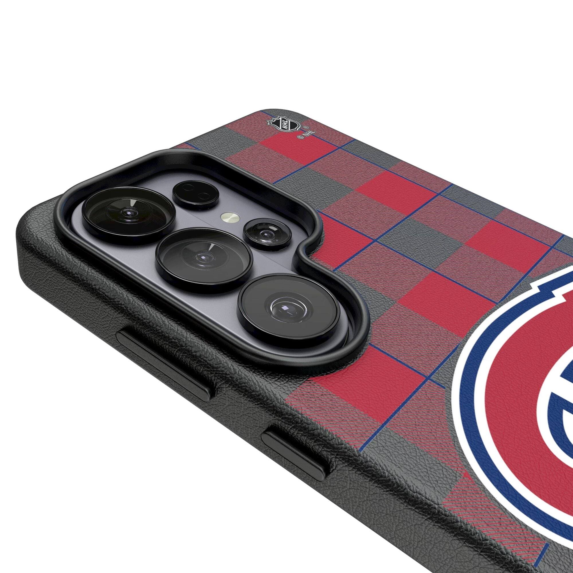 Alt View 2. Keyscaper - Montreal Canadiens Plaid Galaxy Magnetic Bump Case - S24 Ultra - Black.