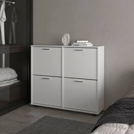 TinyHomie - Tilt-Out Shoe Storage Cabinet with Multiple Compartments and Modern Desig - White