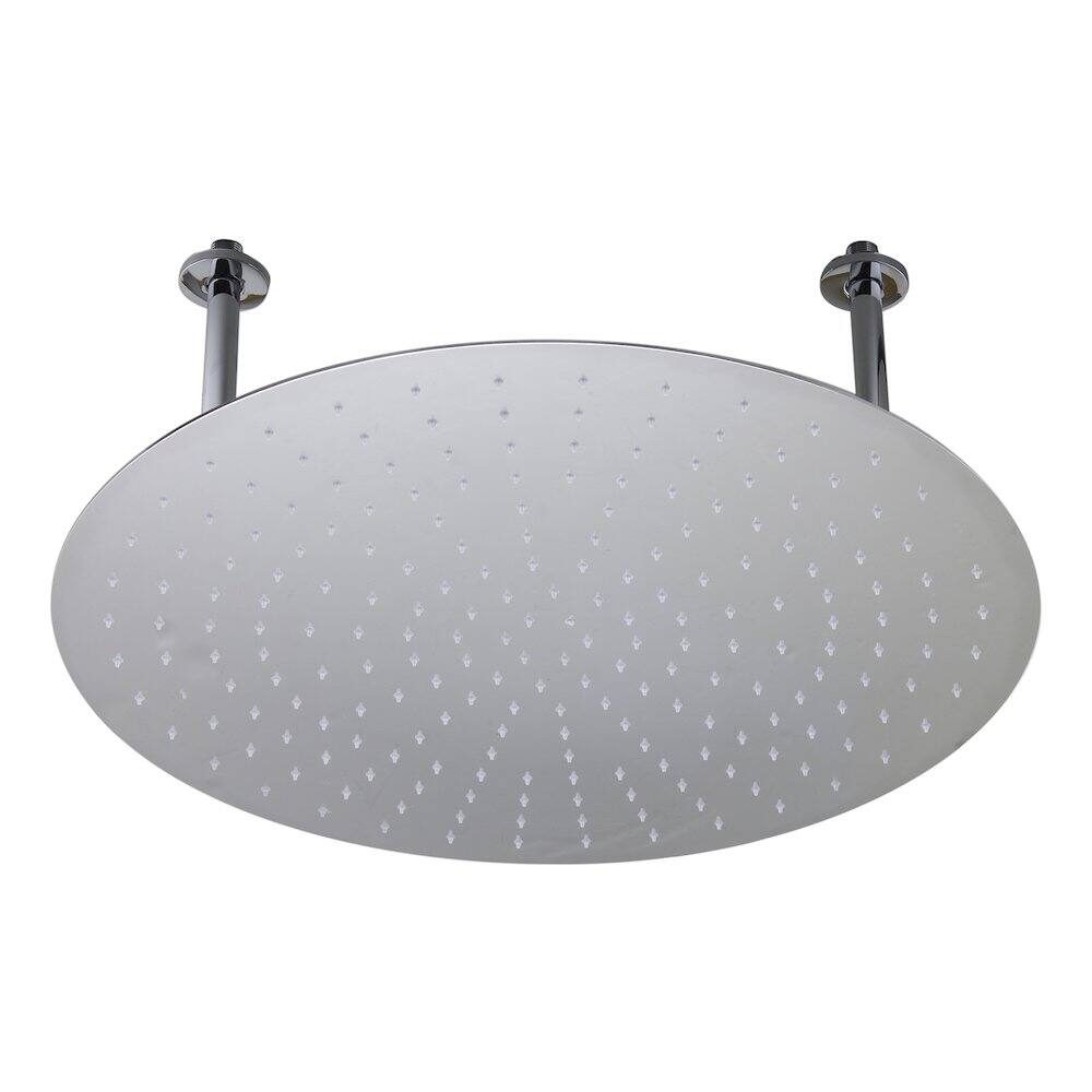 Left. Alfi - 24" Round Polished Solid Stainless Steel Ultra Thin Rain Shower Head - Silver.