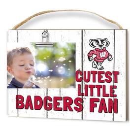 Jardine - Wisconsin Badgers 8'' x 10'' Cutest Little Weathered Logo Clip Photo Frame - White