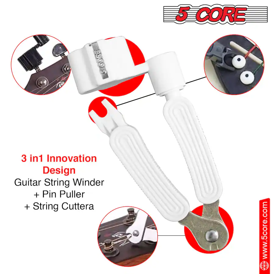Safe String Cutter 5 CORE Guitar String Winder Cutter Bridge Pin Remover 3In1 Acoustic ...