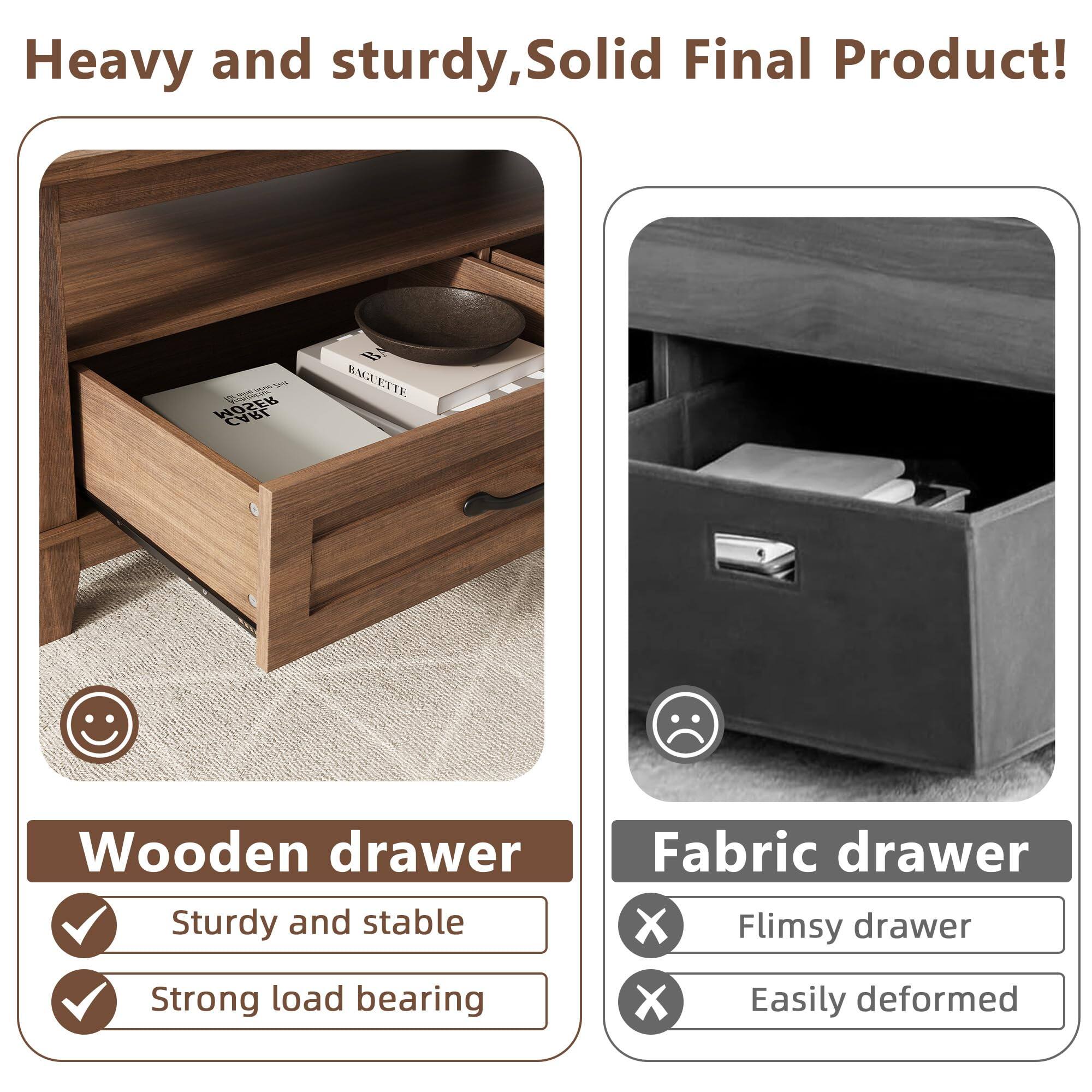 Heavy and sturdy, Solid Final Product!

Wooden drawer
- Sturdy and stable
- Strong load bearing

Fabric drawer
- Flimsy drawer
- Easily deformed