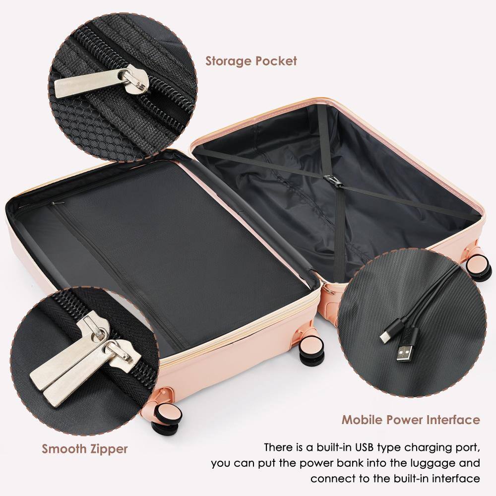 Storage Pocket  
Smooth Zipper  
Mobile Power Interface  

There is a built-in USB type charging port, you can put the power bank into the luggage and connect to the built-in interface.