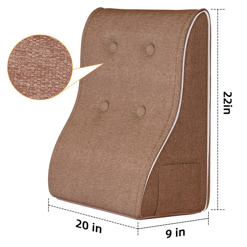 Left. wowmax - Adult Sit-Up Pillow - Reading & Relaxation Cushion w/Pocket - Linen Pink (20x9x22in) - Pink.