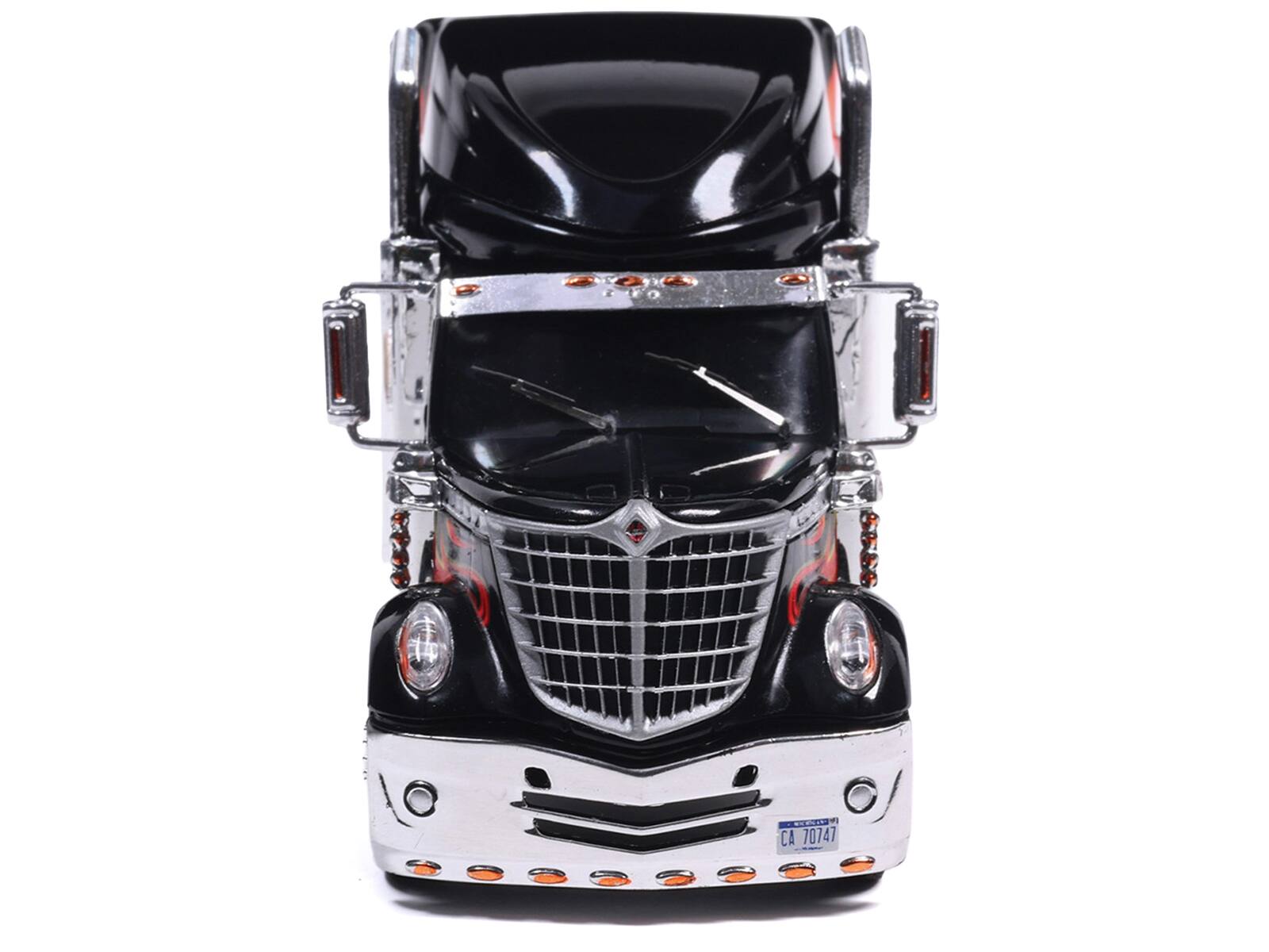 Alt View 4. IXO - 2010 International Lonestar Truck Tractor Black with Flame Graphics 1/64 Diecast Model by IXO Models.