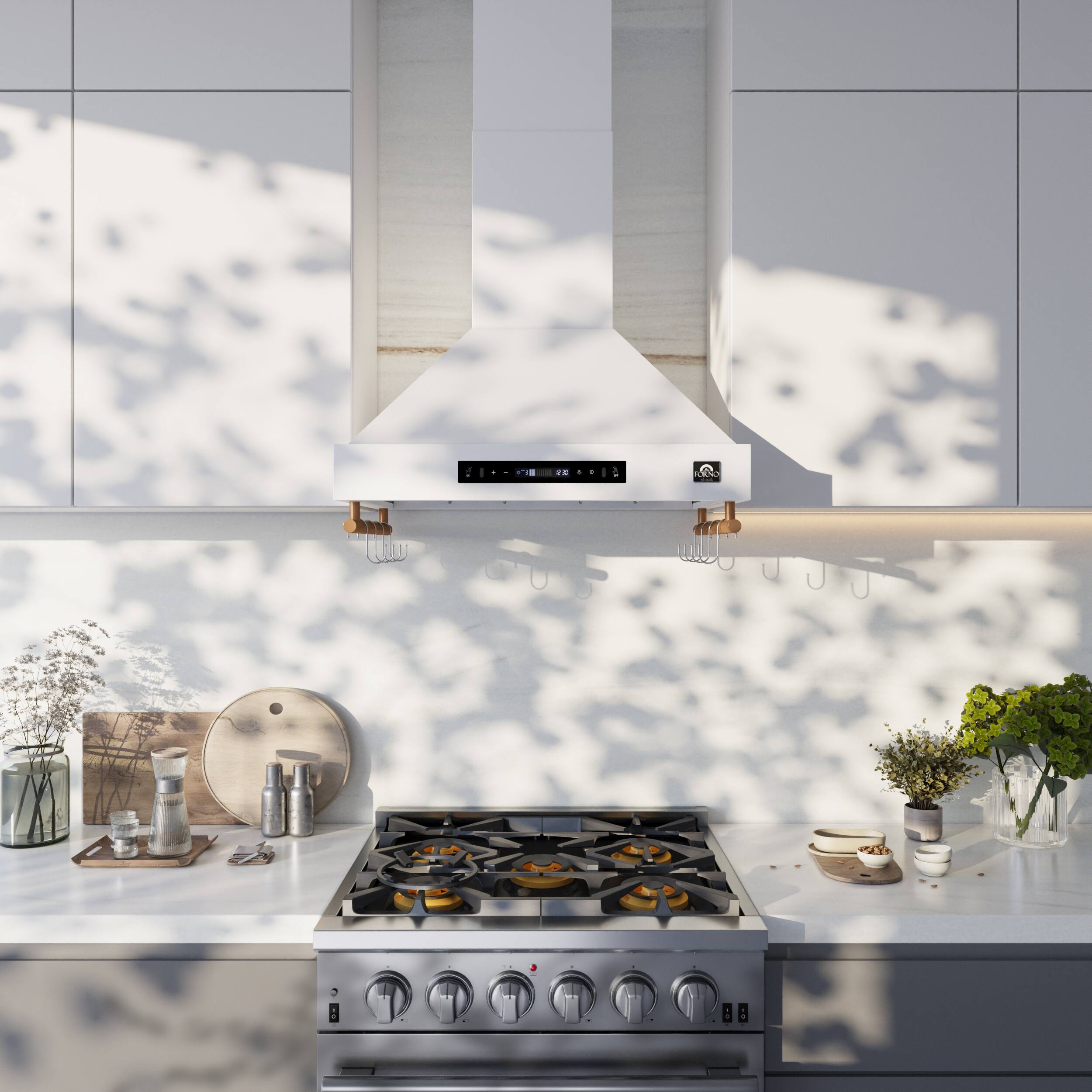 Alt View 6. Forno Appliances - Venezia 30" Wall-Mounted Range Hood with Touch Controls and Baffle Filters - White.