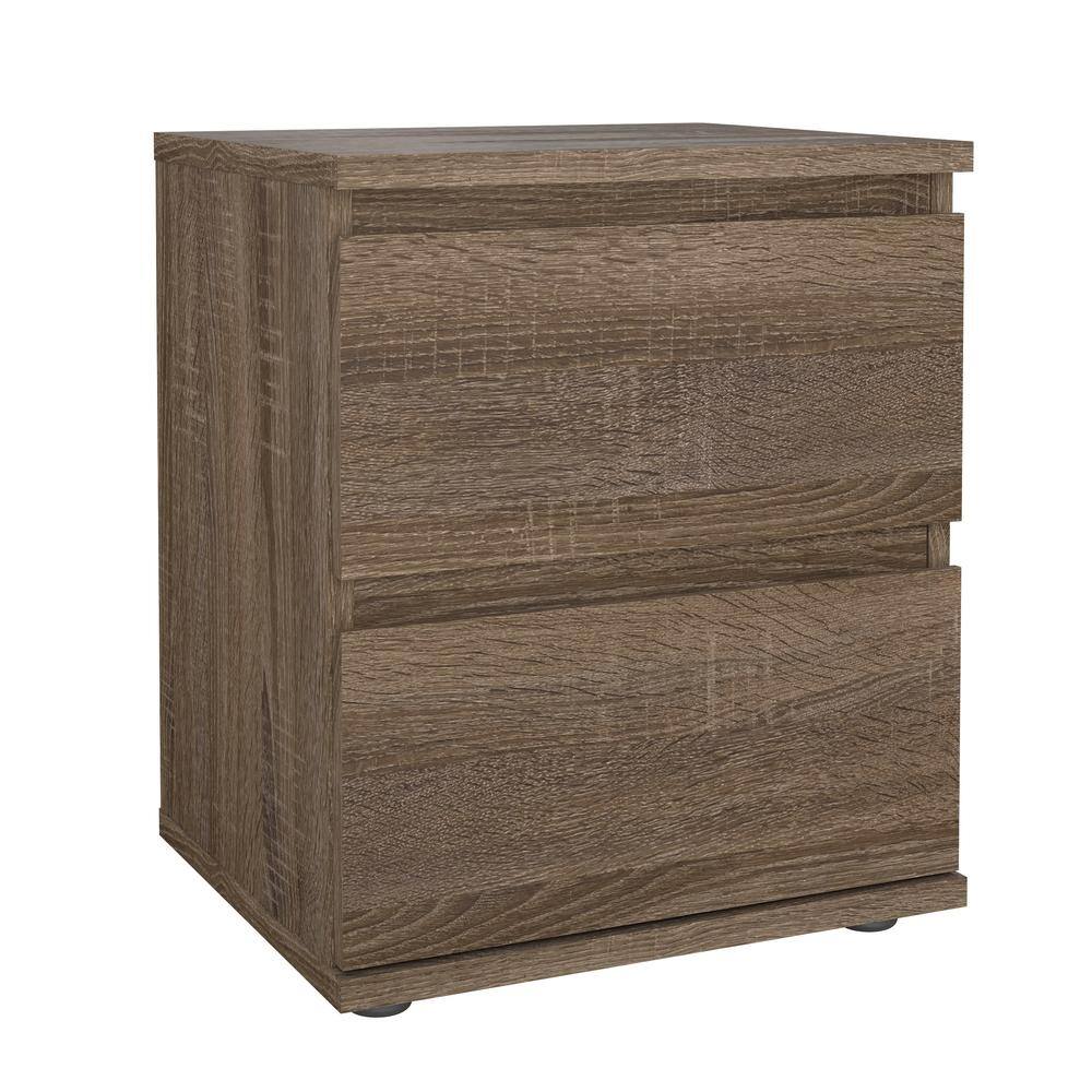 Left. Tvilum - Aurora 2 Drawer Nightstand, Truffle Oak - Brown.