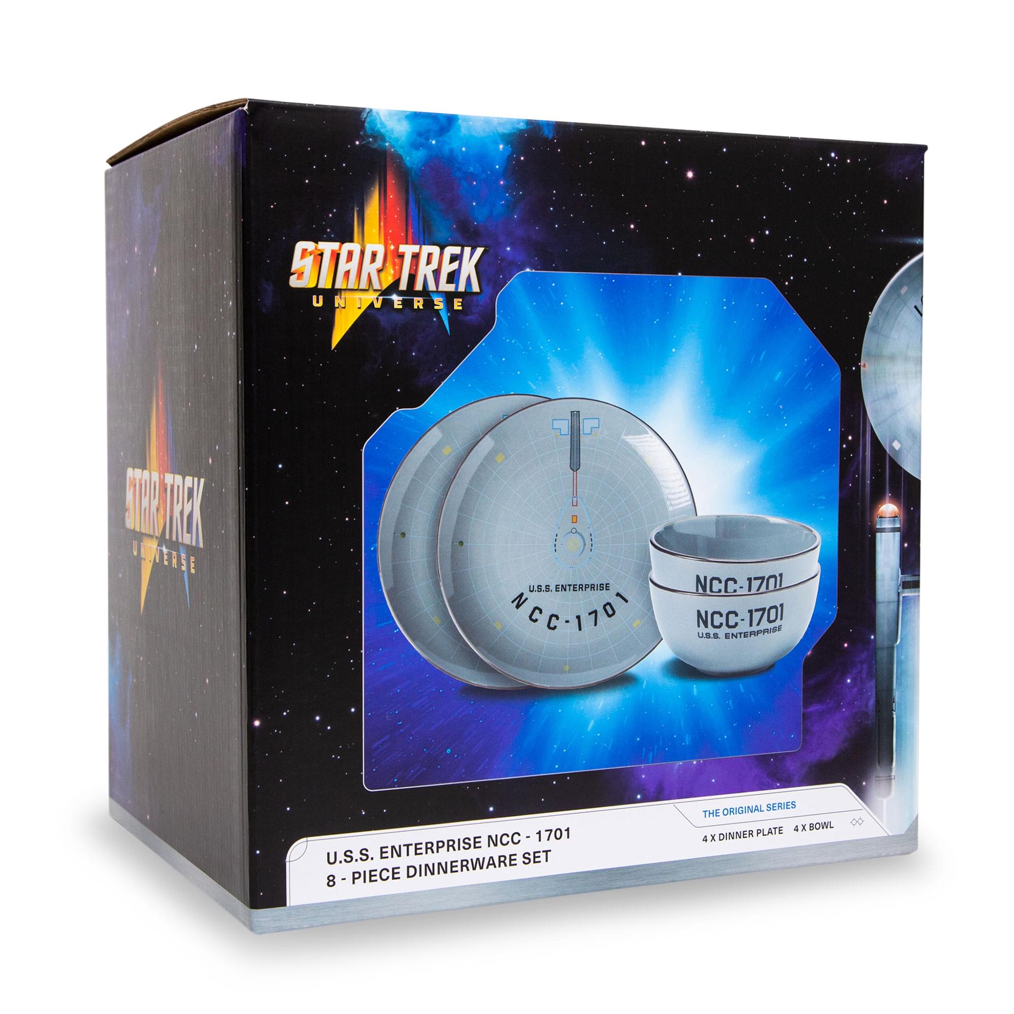 STAR TREK UNIVERSE  
U.S.S. ENTERPRISE NCC-1701  
8-PIECE DINNERWARE SET  
THE ORIGINAL SERIES  
4 X DINNER PLATE  
4 X BOWL