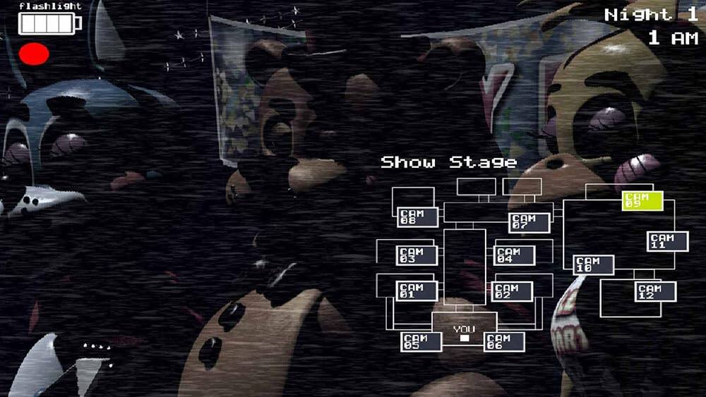 Show Stage CAM 87 AM CAM 03 04 Night 1 1 AM CAM M 09 CAM 11 CAM 10 CAM 01 CAM 02 CAM 12 CAM 05 YOU CAM 06