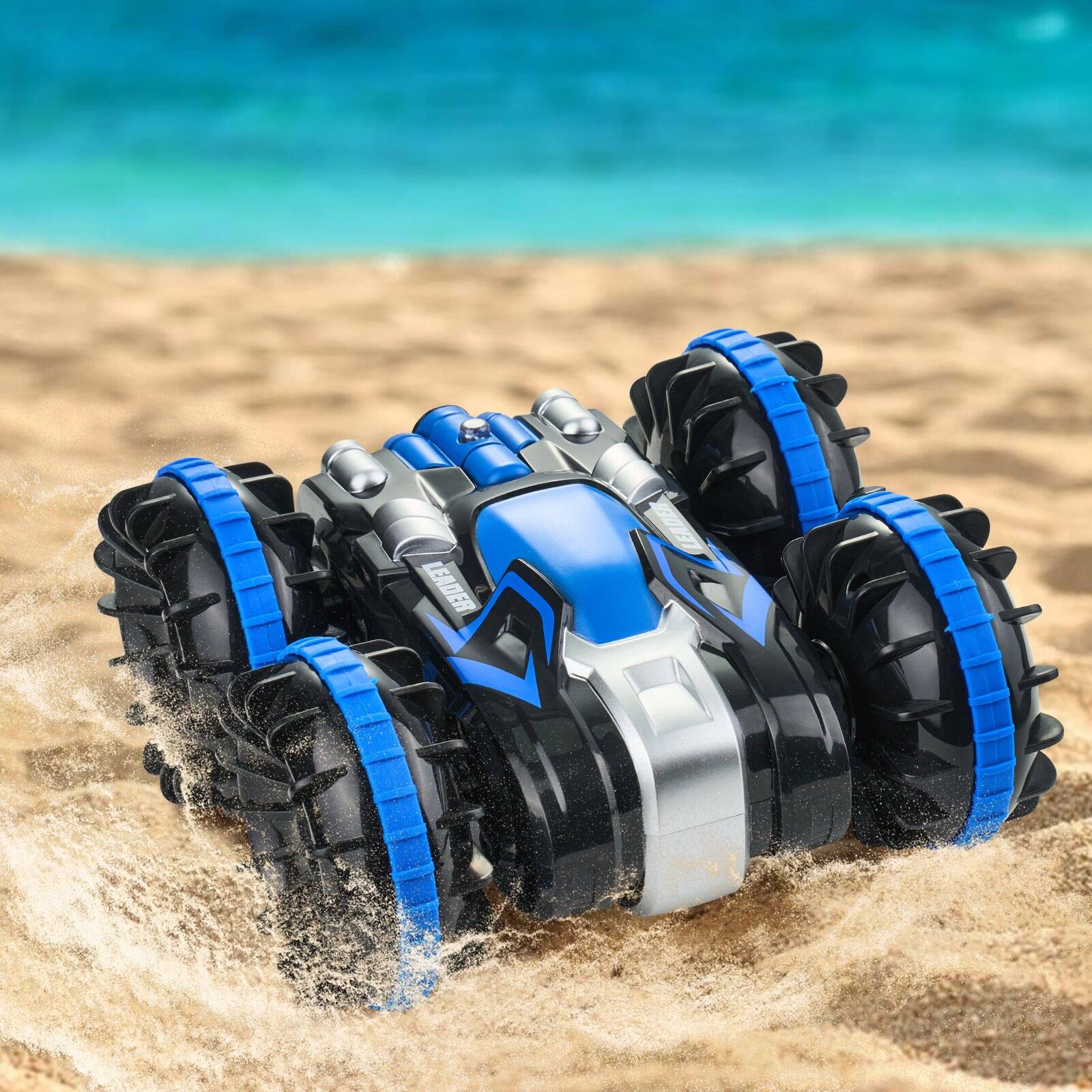 Alt View 1. Glintex - Amphibious RC Car Boat 2.4GHz 4WD Waterproof 360° Rotating Stunt Car with 2 Batteries, Beach Pool Toy for Kids 6+.