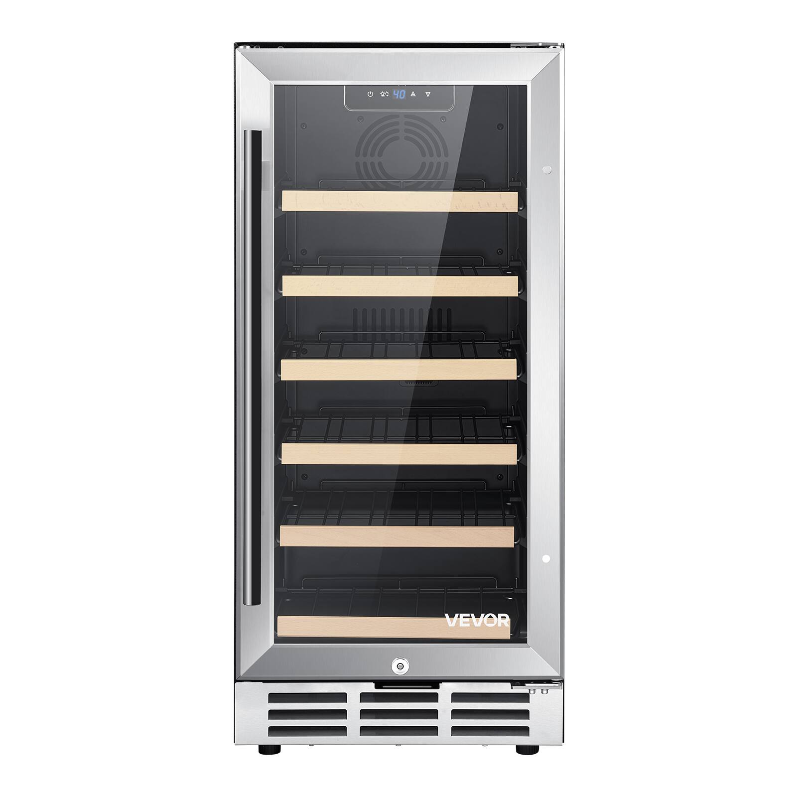 Alt View 5. VEVOR - 15 inch Wine Fridge 30-Bottle Wine Cooler Refrigerator for Home Bar, Under Counter Built-in or Freestanding Compressor - Black;Silver.