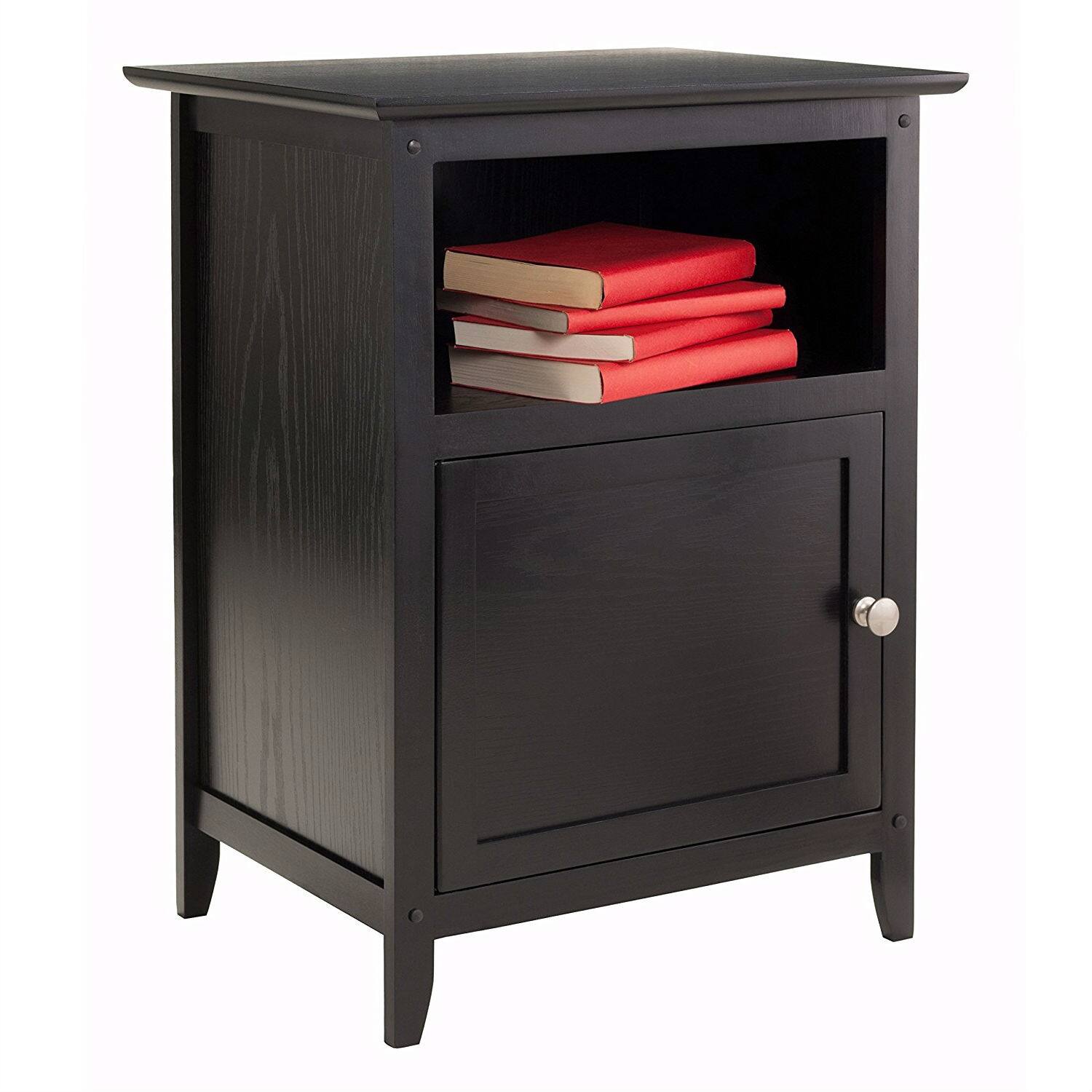 Left. Hivvago - Hivvago Shaker Style End Table Nighstand with Shelf - Black.