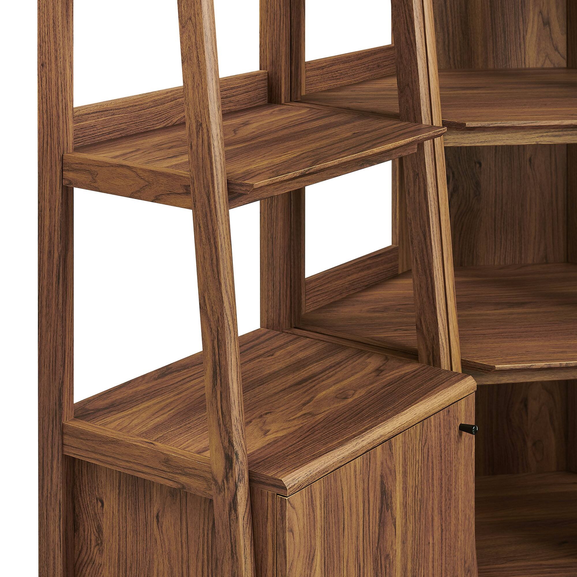 Alt View 4. Modway - Bixby 3-piece Corner Bookshelf Set with Narrow Bookshelves by Modway - Walnut.