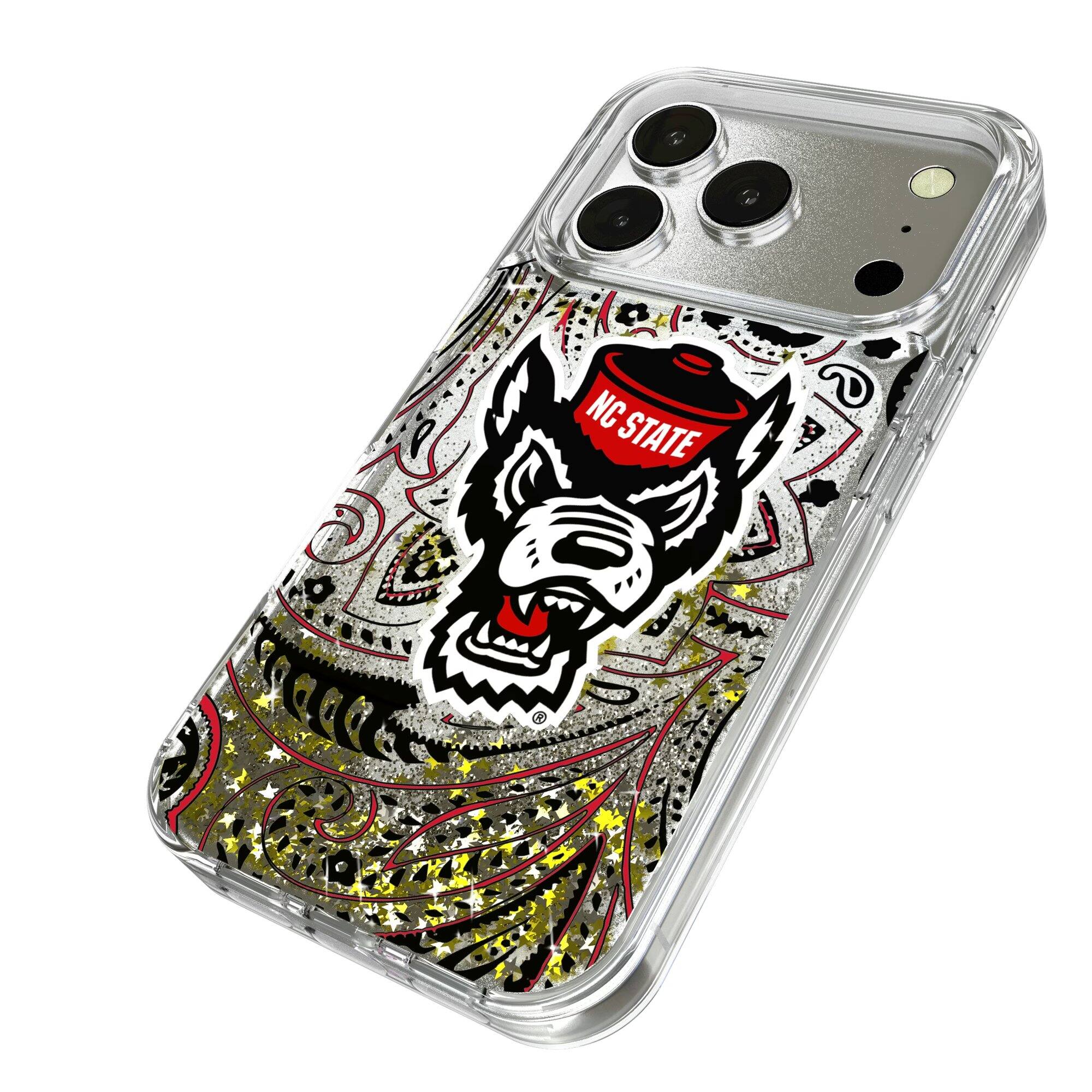 Alt View 1. Keyscaper - NC State Wolfpack Memories Print iPhone Glitter Case - 16 Pro Max - Multicolor.