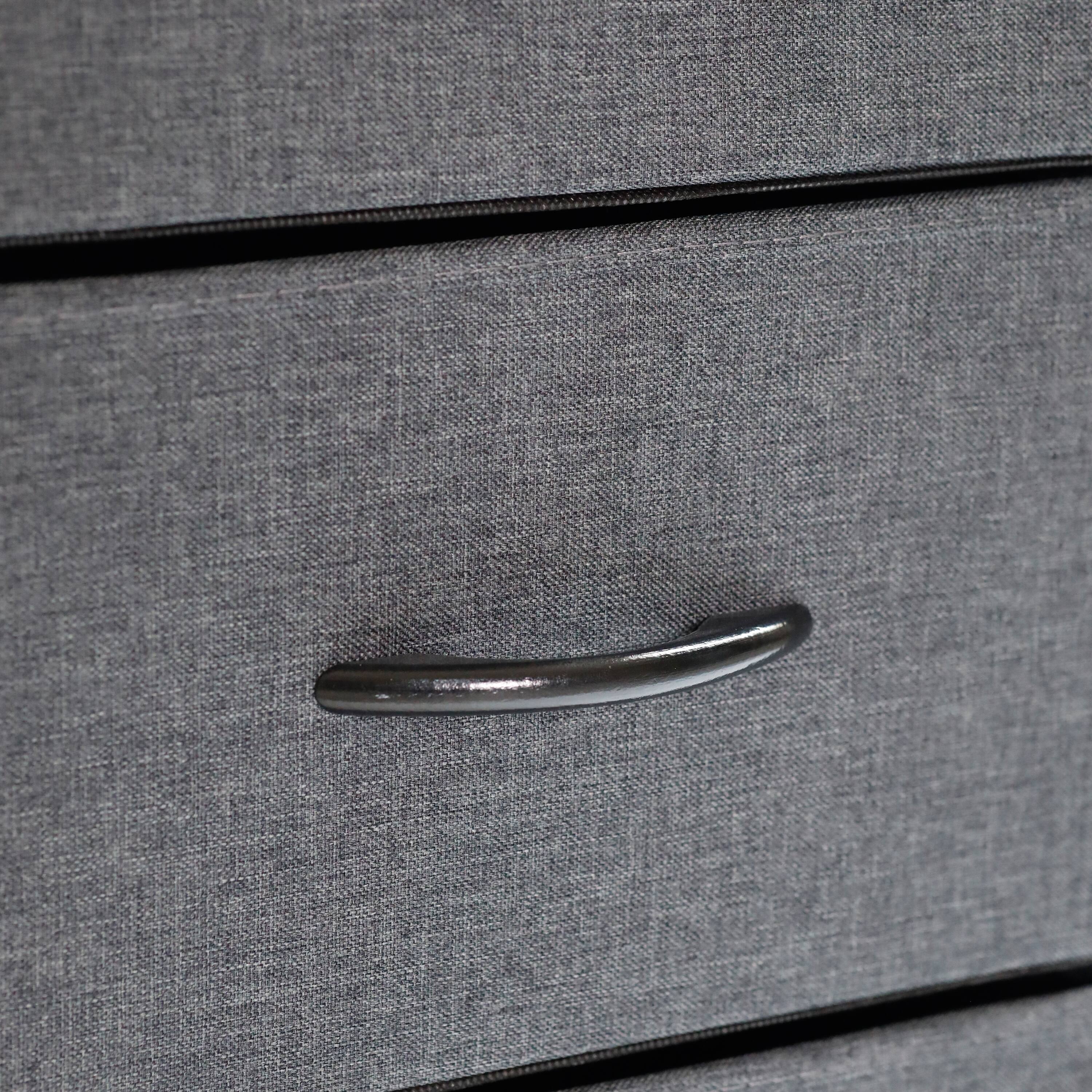 Alt View 9. Emma + Oliver - Charging Nightstand with 3 Fabric Drawers, 2 USB Ports, 1 Outlet - Charcoal Drawers/Black Frame.