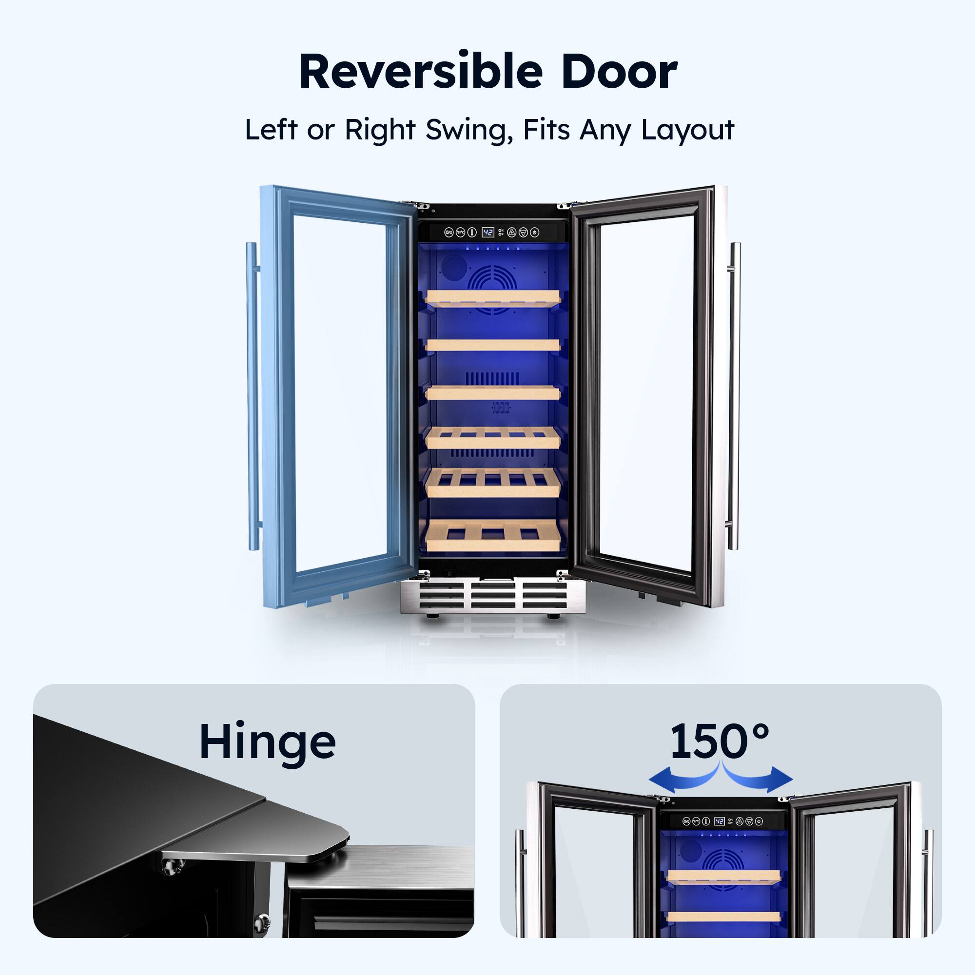 Reversible Door Left or Right Swing, Fits Any Layout - I ..... Hinge 150°