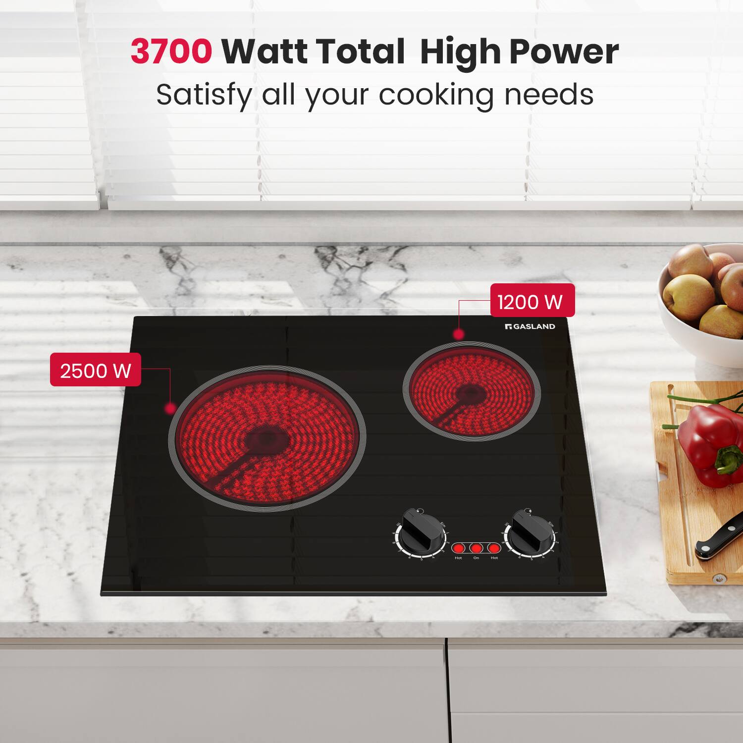 3700 Watt Total High Power  
Satisfy all your cooking needs  

2500 W  
1200 W  

RGASLAND