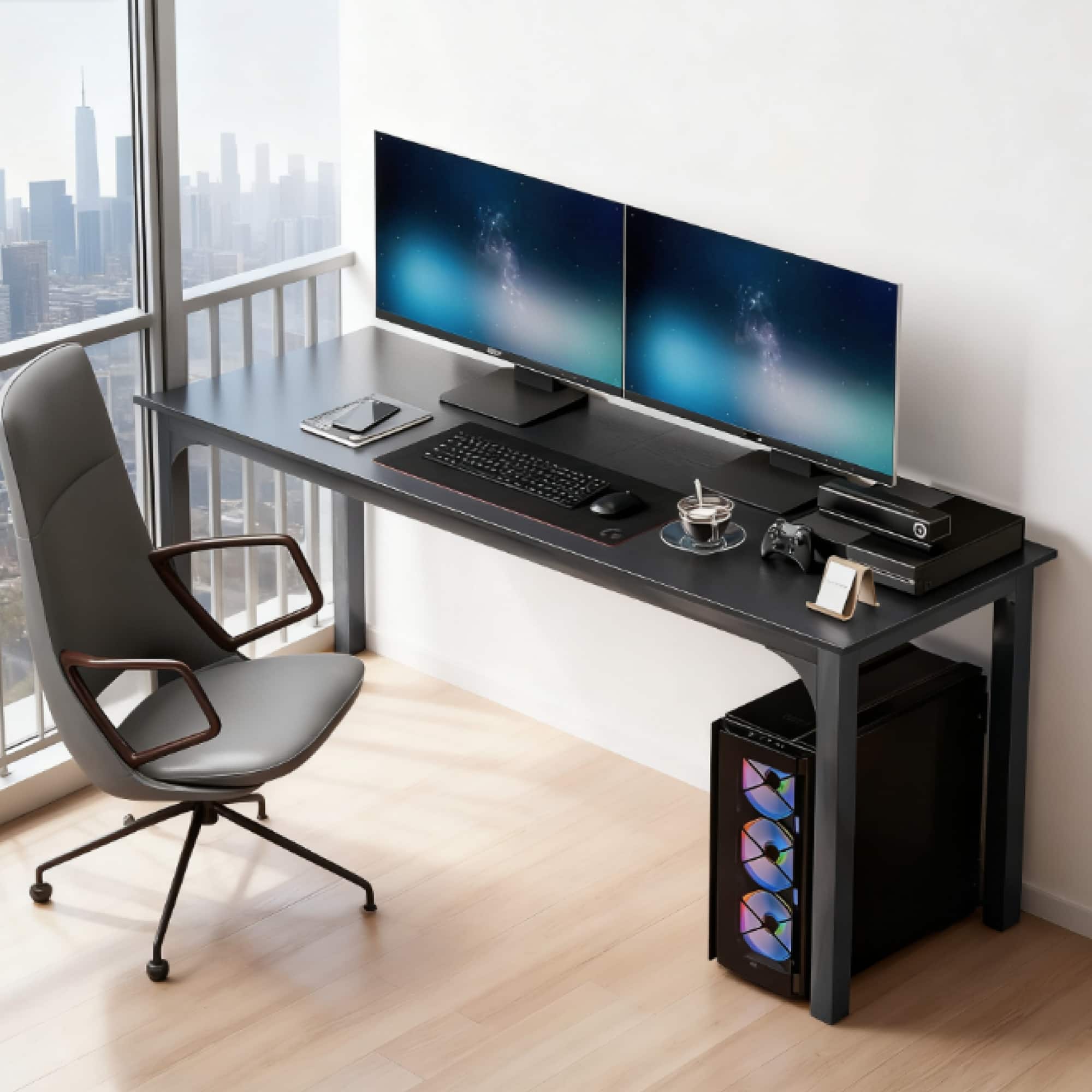 GOODSILO - Industrial Style Computer Desk with Metal Frame for Home Office, Study, and Multipurpose Use - Black