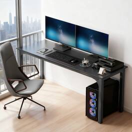 GOODSILO - Industrial Style Computer Desk with Metal Frame for Home Office, Study, and Multipurpose Use - Black