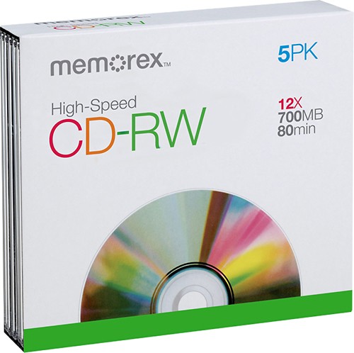 Memorex 12x Cd-rw Media 5-pack With Slim JEWEL Cases High Speed 80 Min 700mb for sale online 