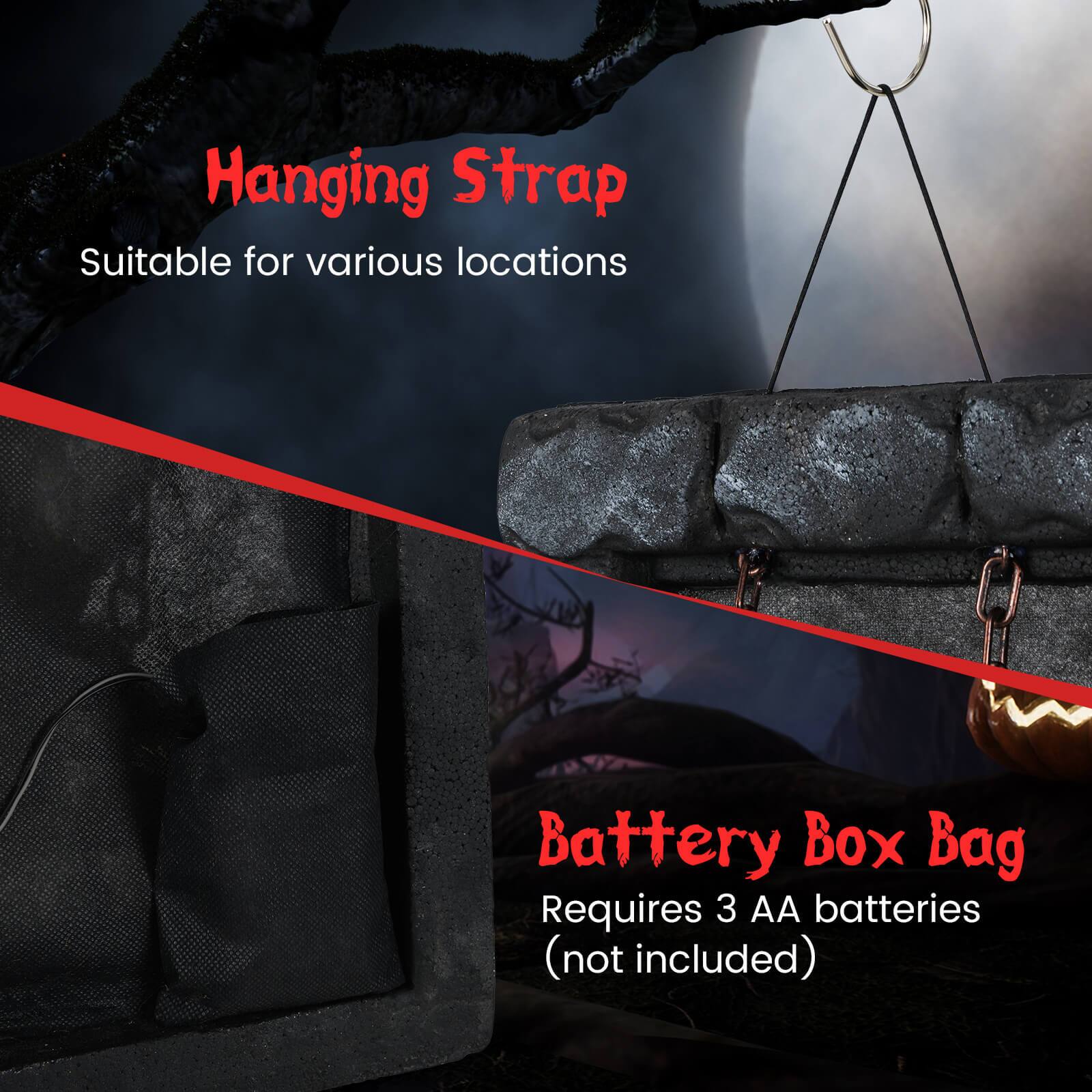 Hanging Strap  
Suitable for various locations  

Battery Box Bag  
Requires 3 AA batteries (not included)