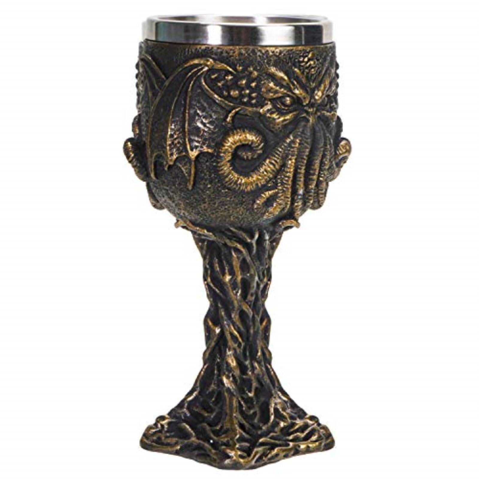 Back. Pacific Trading - The Call of Cthulhu Sea Monster Goblet Wine Chalice Cup Resin Body Stainless Steel Cup 7 ounce - Multicolor.