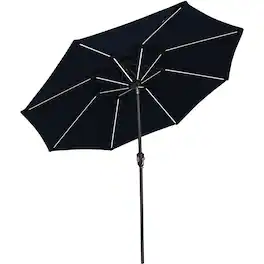 Sunnydaze - 9 ft Solar Sunbrella Patio Umbrella with Tilt - Navy Blue