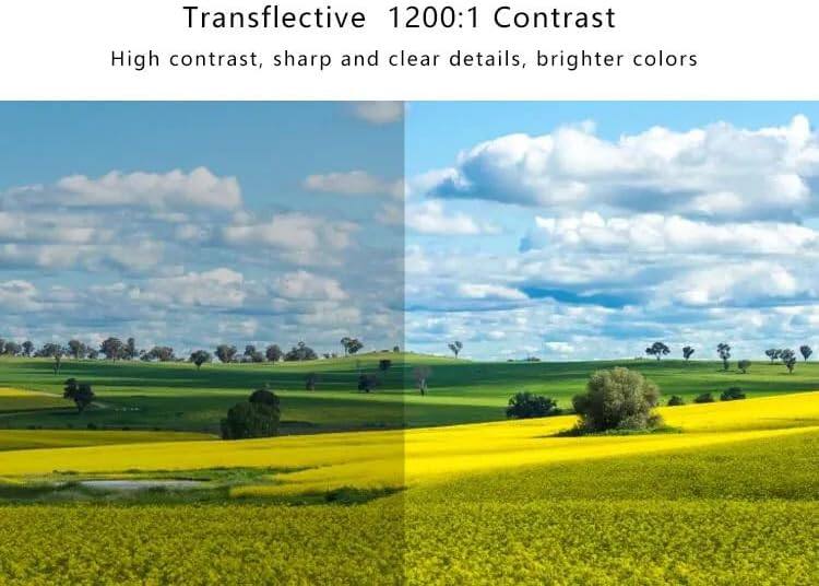 Transflective 1200:1 Contrast  
High contrast, sharp and clear details, brighter colors