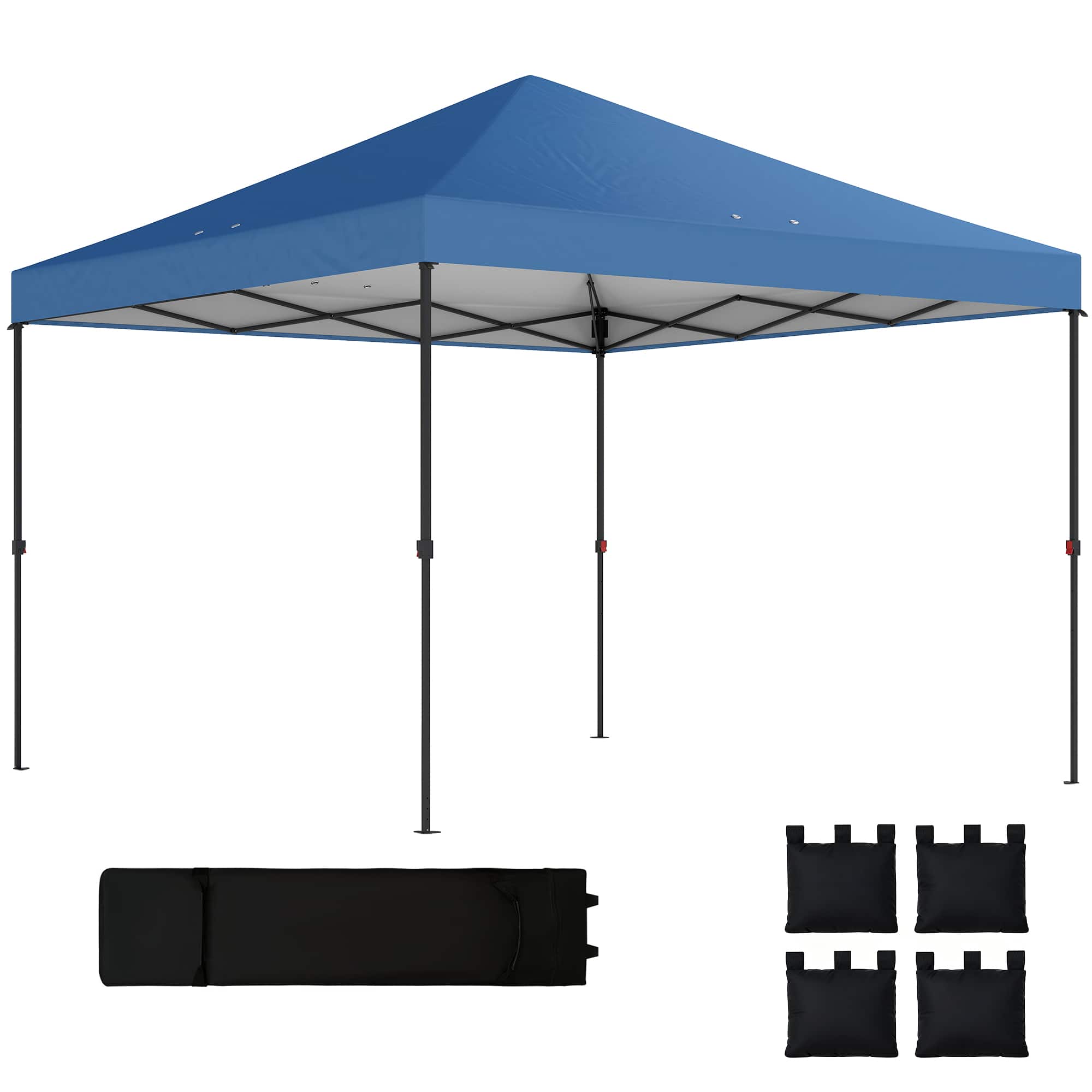 Outsunny - 10 x 10 ft Pop Up Canopy Tent with One Push Setup, Easy Setup Outdoor Portable Instant Canopy Shelter