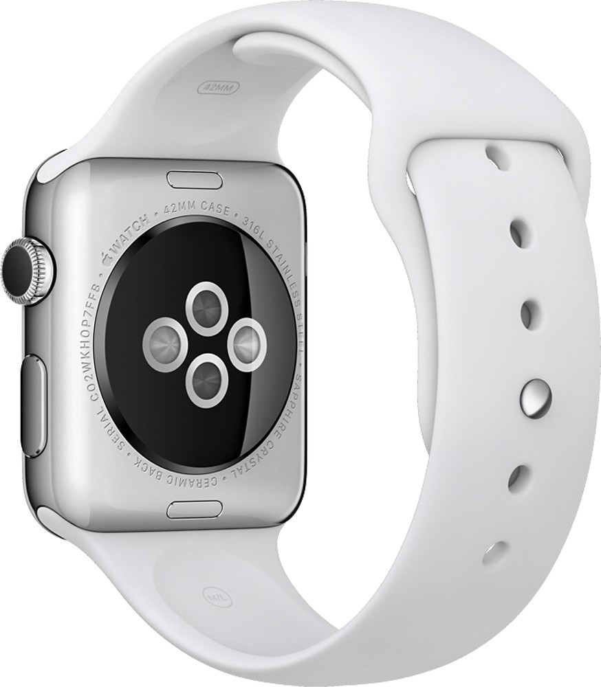 Back View: Apple Watch Series 3 GPS Space Gray - 42mm - Black Sport Band