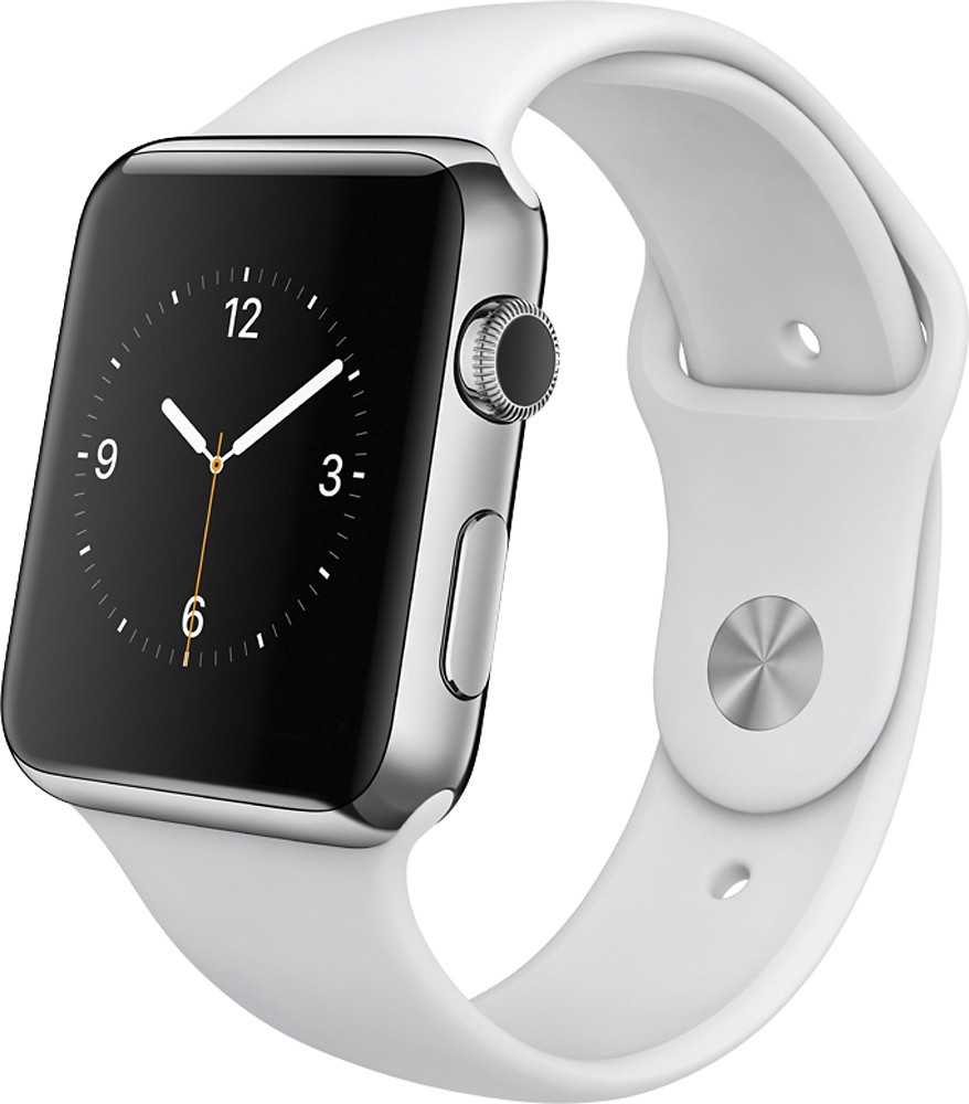 Angle View: Geek Squad Certified Refurbished Apple Watch™ 42mm Stainless Steel Case