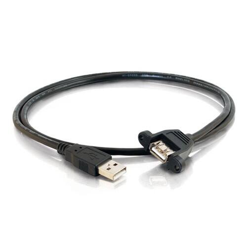 Front Standard. C2G - USB 2.0 Panel Mount Cable - Black.