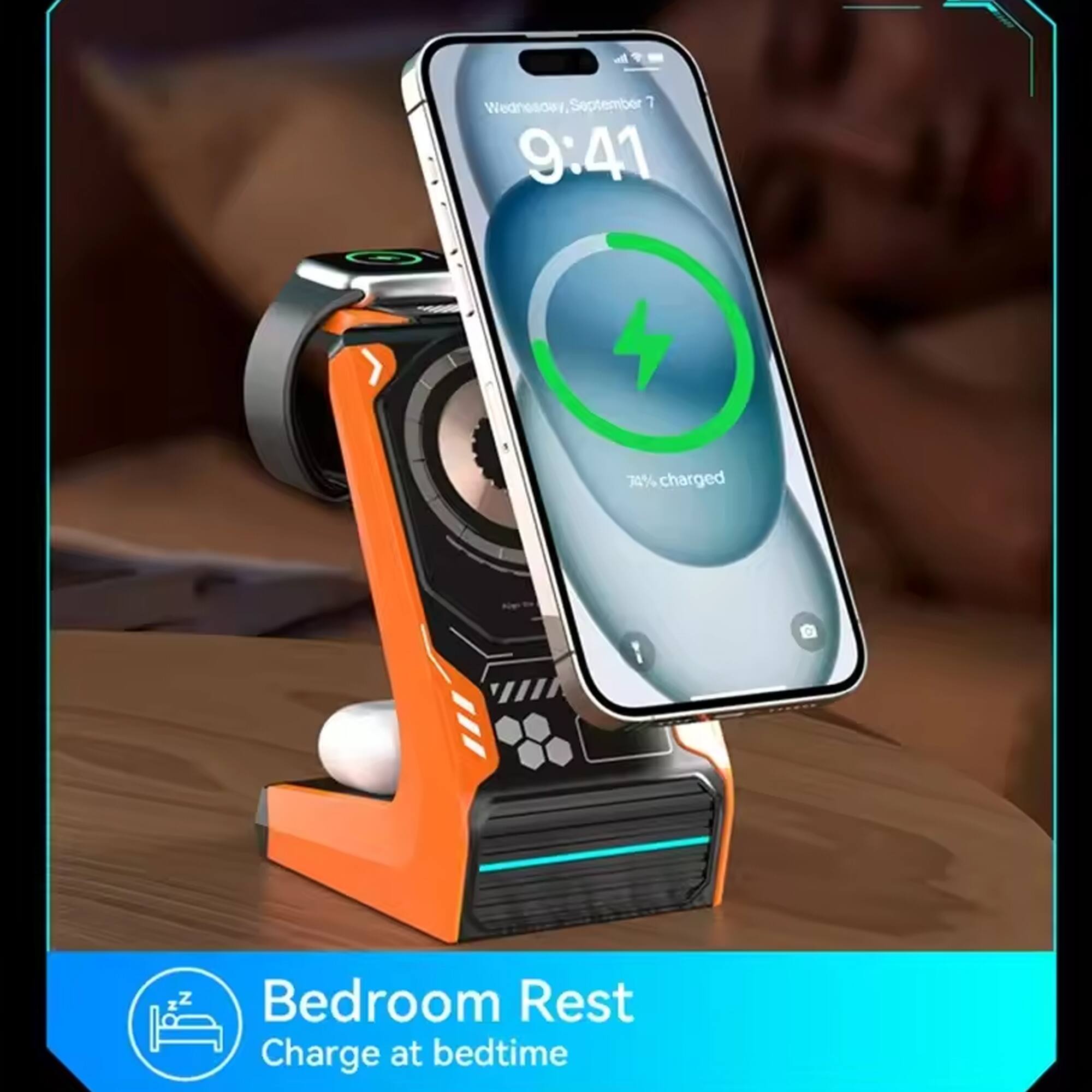 4 Wednesday September 7 9:41 70% charged z Bedroom Rest Charge at bedtime