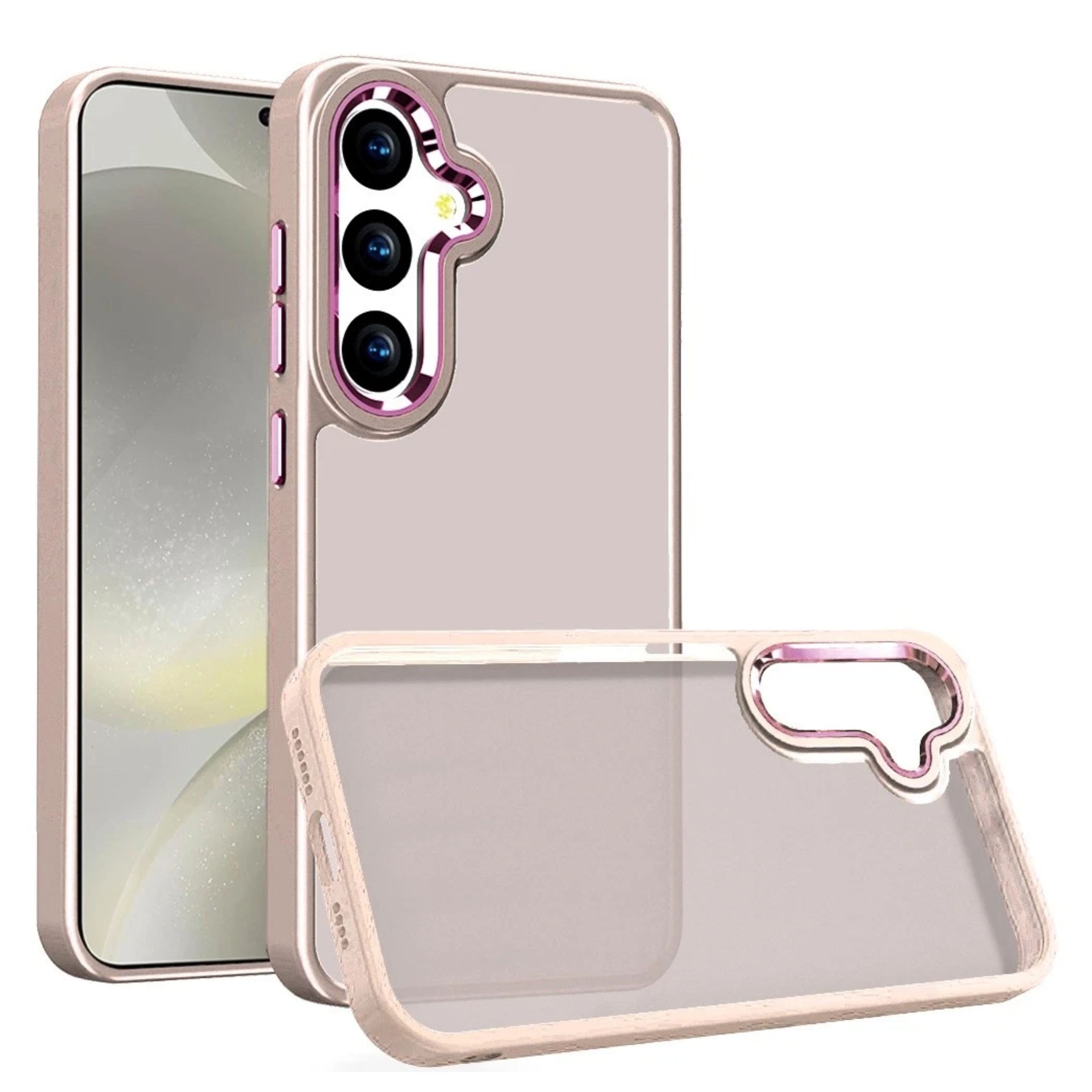 Kitcheniva - Rubber Thick Acrylic Metal Buttons Plus Tempered Glass For Samsung S25 Plus/S24 Plus - Beige price history on PriceWatchPro