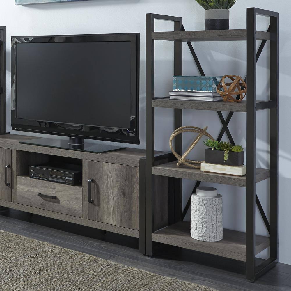 Left. Liberty Furniture Industries - Tanners Creek Pier Unit in Graystone - Gray.
