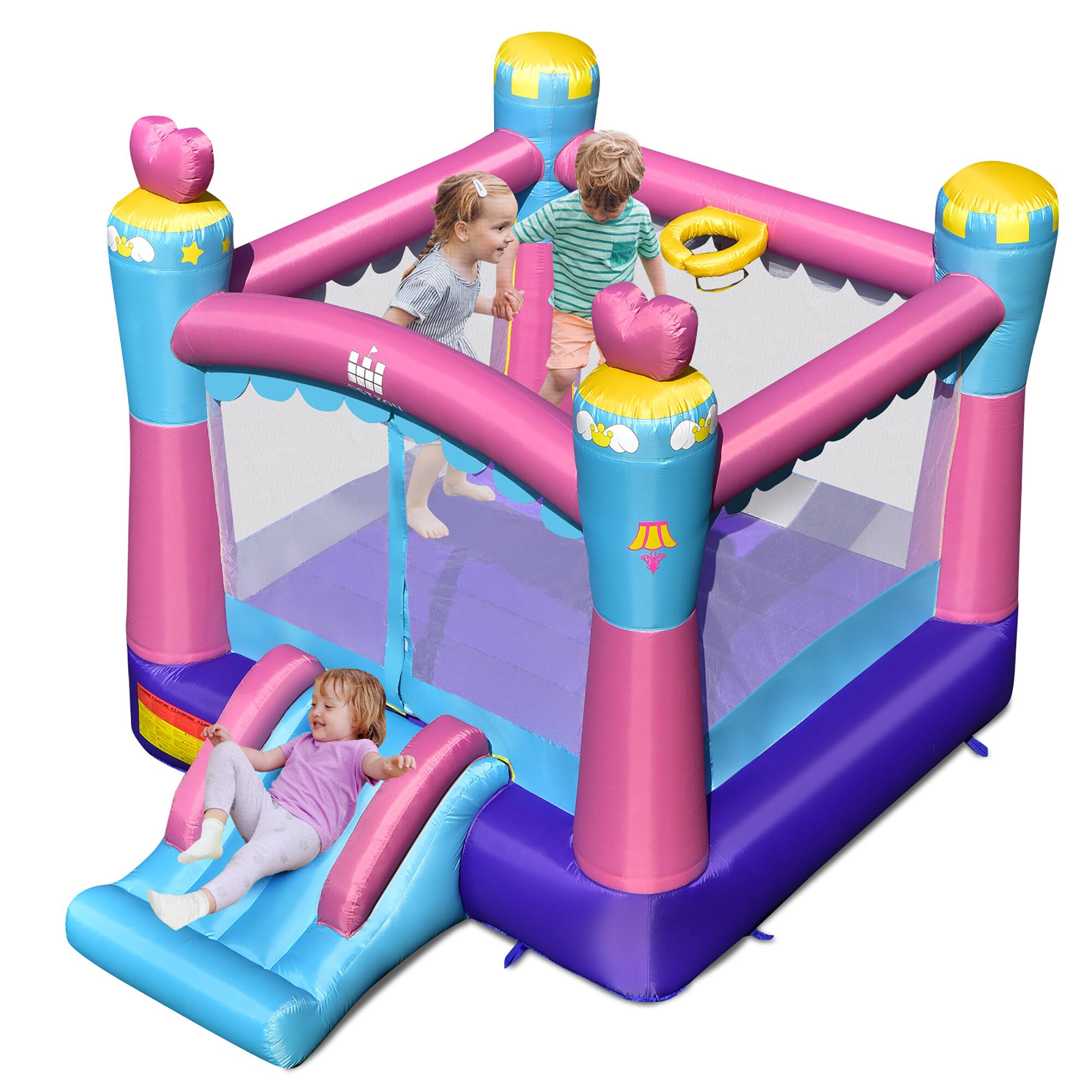 Front. Costway - Costway Inflatable Bounce House 3-in-1 Princess Theme Inflatable Castle without Blower - Multicolor.