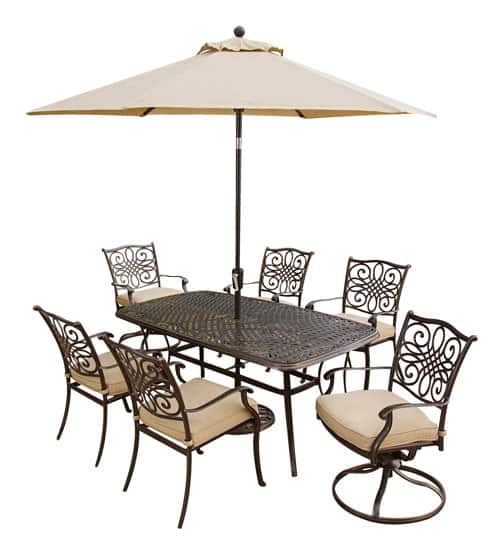 Hanover Traditions Patio Dining Set 7 Piece Tan Traditions7pcsw Su Hanover Traditions Patio Dining Set 7 Piece Aluminum Tan