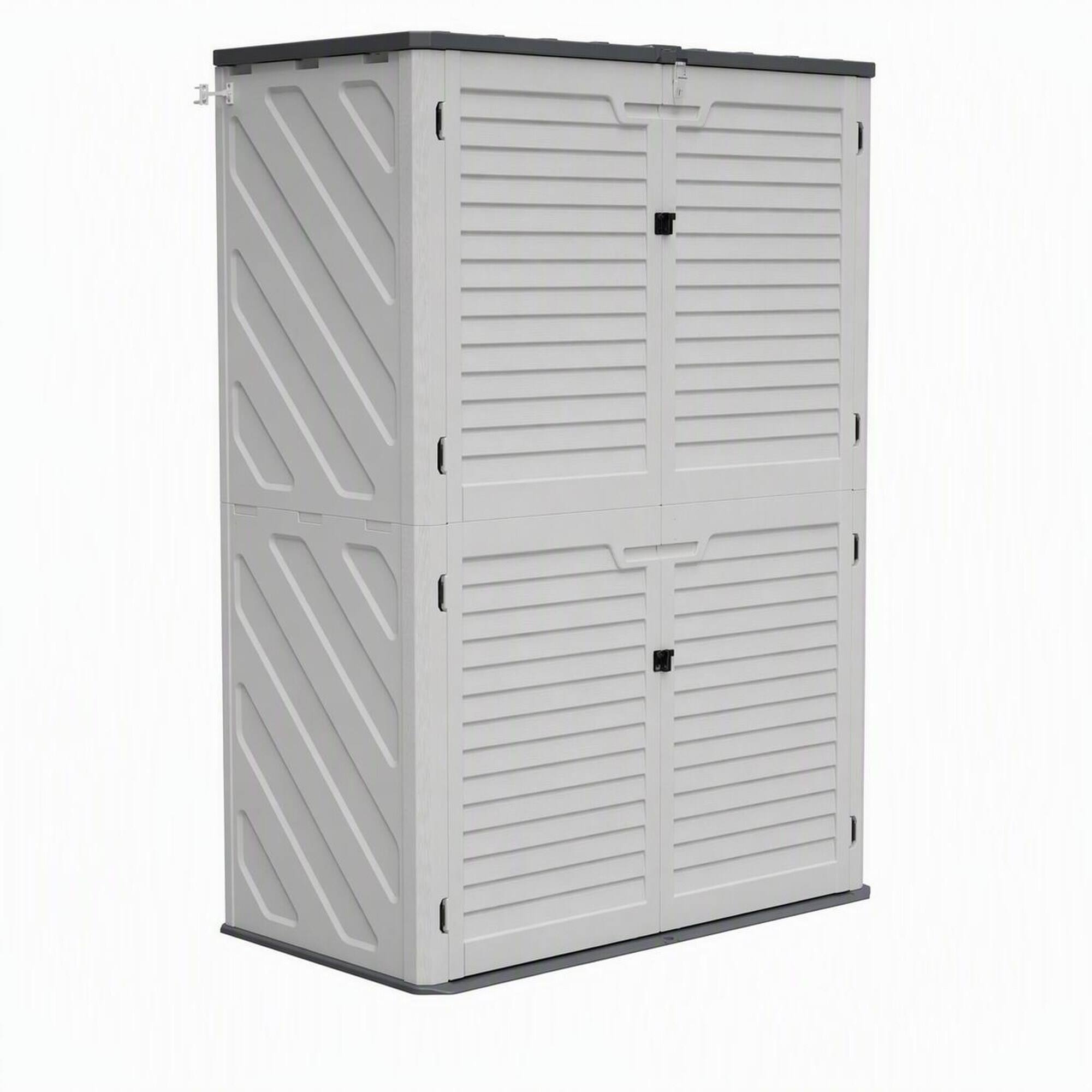 Front. RYHNUYNE - Resin Storage Cabinet 4 Doors 61.6 cu ft White Finish Patio Garden Sunroom - White.