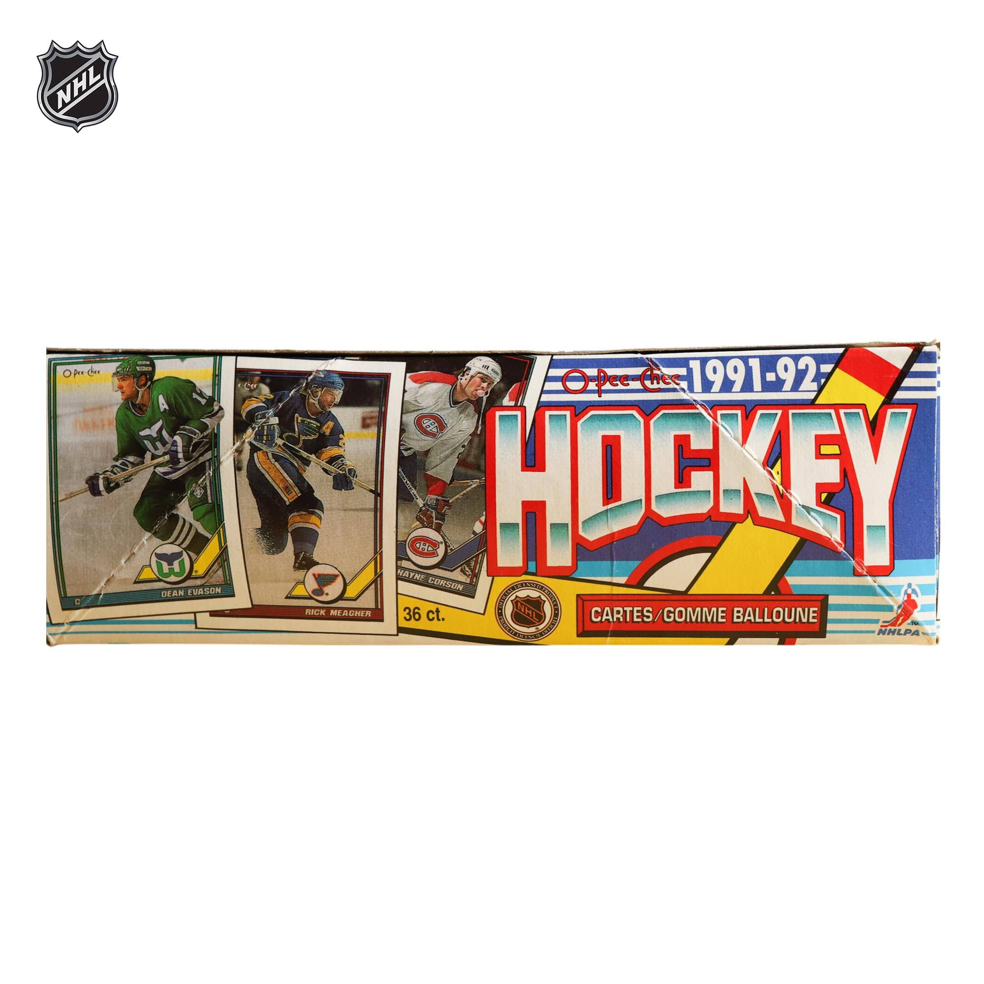 NHL T d 2 A H 3 DEAN EVASON O pee Chec 1991-92; S HOCKEY CORSOW IO - A ACWER 36 ct. H CARTES GOMME BALLOUNE NHLPA