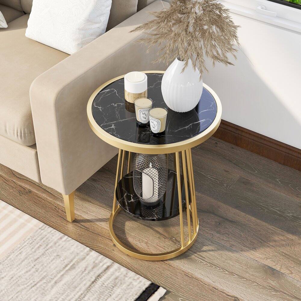 Alt View 4. Furniture of America - Amador Metal 1-Shelf Side Table - Black.