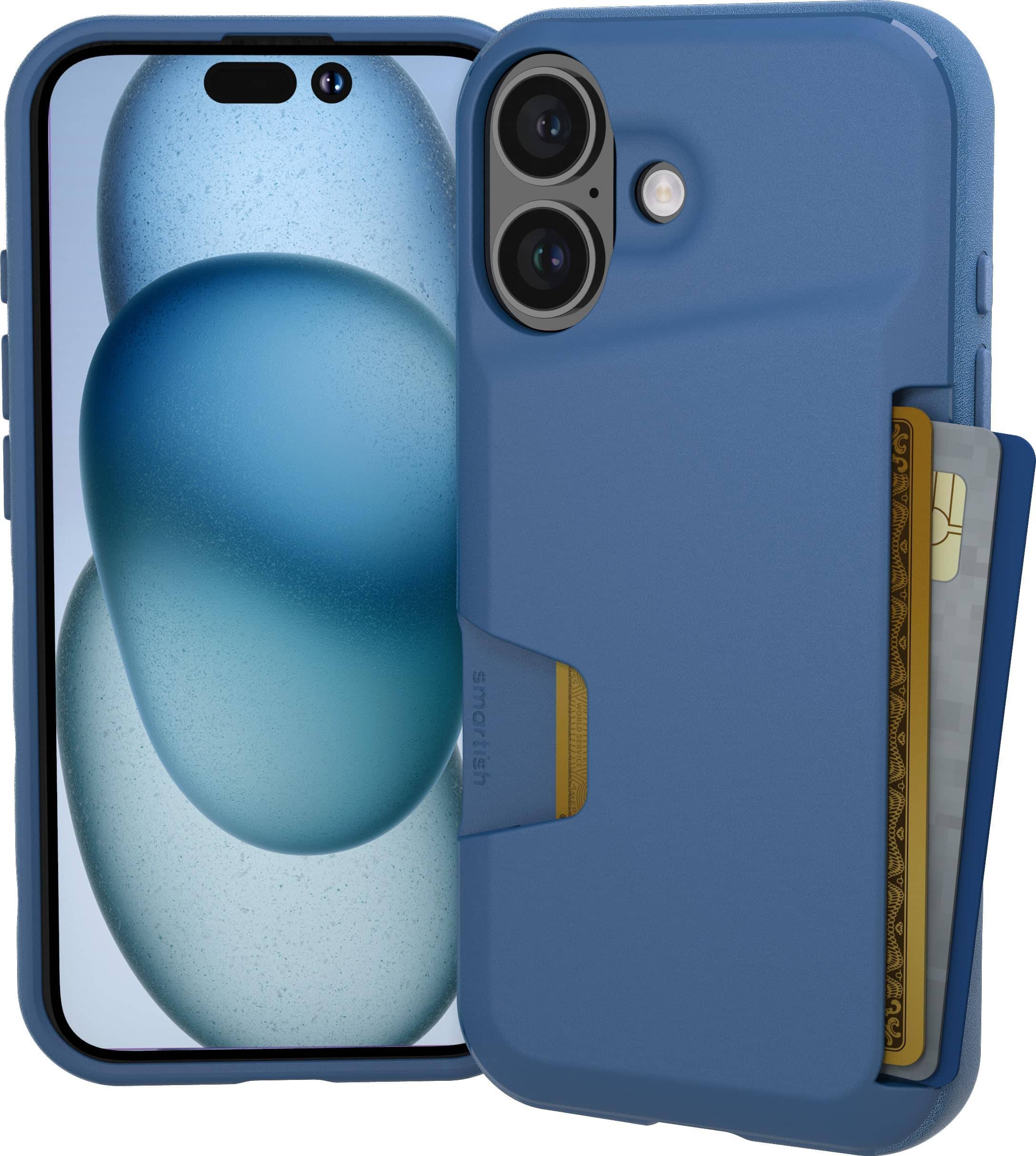 Smartish - iPhone 16 Wallet Case - Wallet Slayer Vol 1 - Protective Slim Card Holder Cover - Blues on the Green