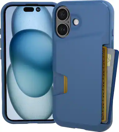 Front. Smartish - Smartish iPhone 16 Wallet Case - Wallet Slayer Vol 1 - Protective Slim Card Holder Cover - Blues on the Green - Blues on the Green.