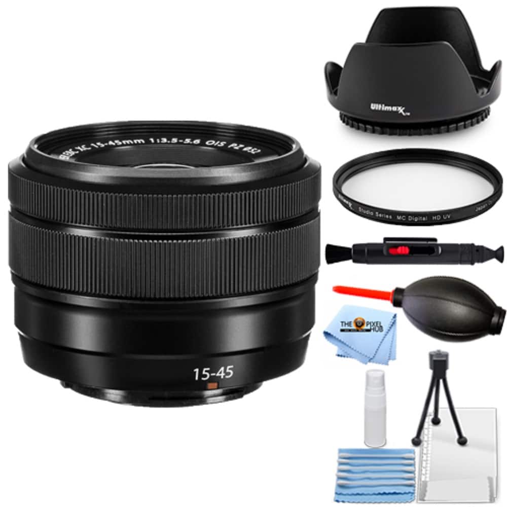 Fujifilm - XC 15-45mm f/3.5-5.6 OIS PZ Lens (Black) - UV Filter Bundle White Box