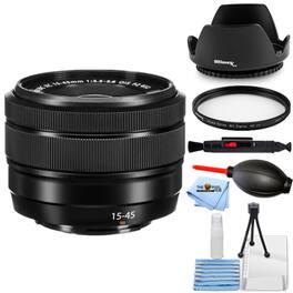 Fujifilm - XC 15-45mm f/3.5-5.6 OIS PZ Lens (Black) - UV Filter Bundle White Box