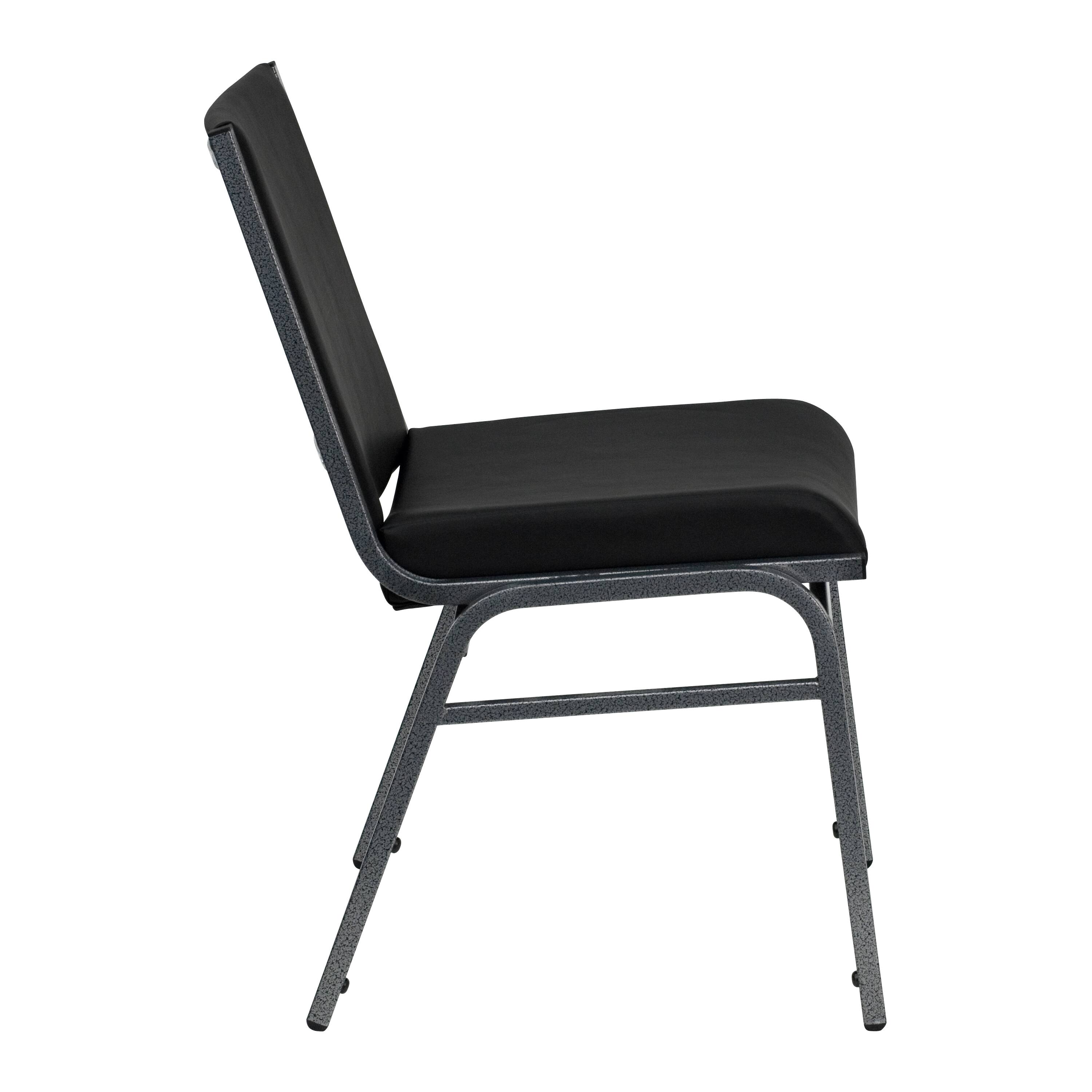 Alt View 5. Emma + Oliver - Heavy Duty Reception/Guest Stack Chair - Black Vinyl.